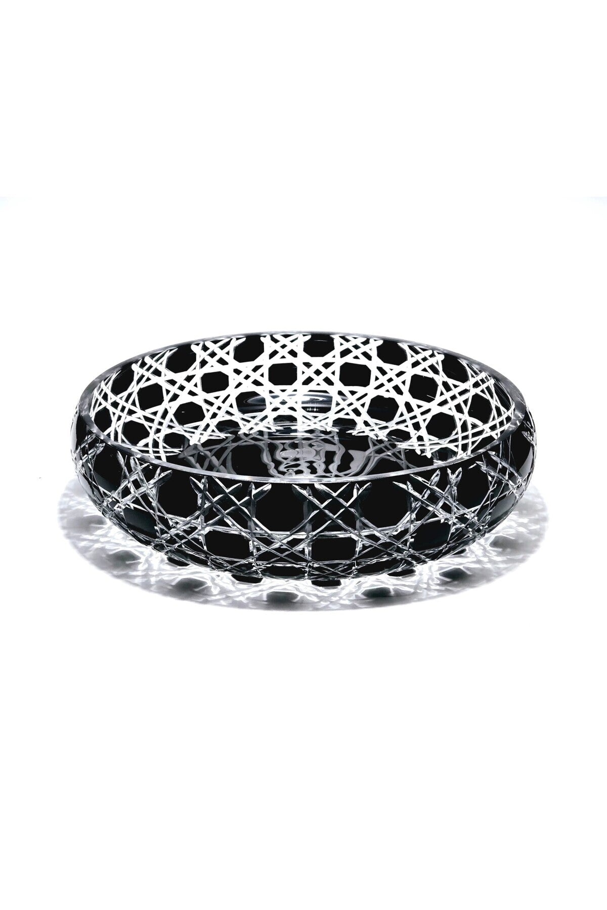 El Yapımı Kristal Dekoratif 28cm Kristal Petek Sofra Sunum Kasesi