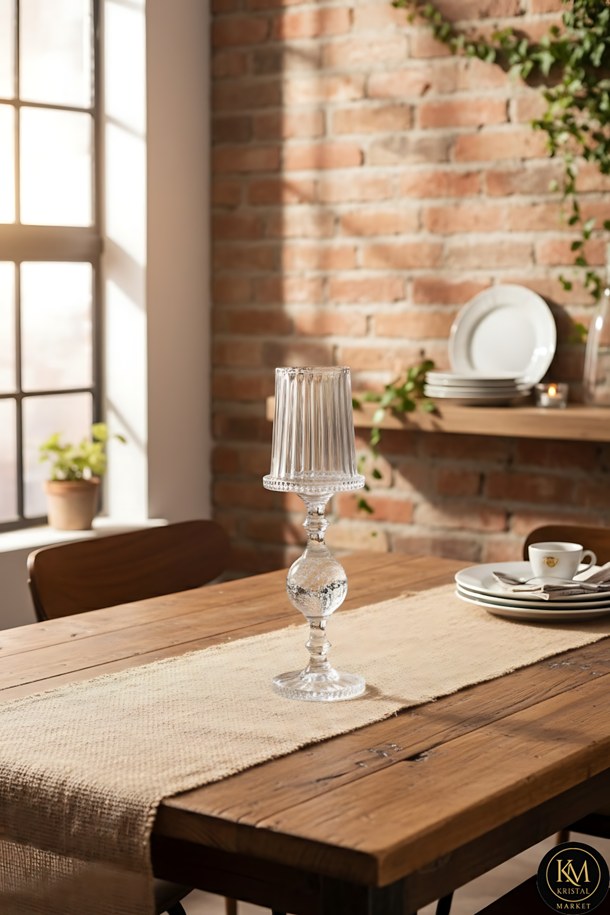 El Yapımı Kristal Dekoratif Vintage Mumluk 1 Adet