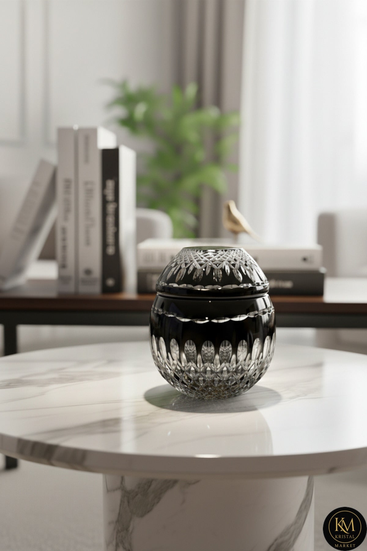 El Yapımı Kristal Dekoratif Peçetelik Mumluk Büyük Kapaklı City