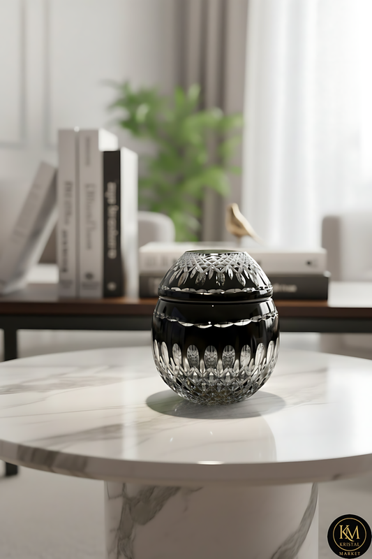 El Yapımı Kristal Dekoratif Peçetelik Mumluk Büyük Kapaklı City
