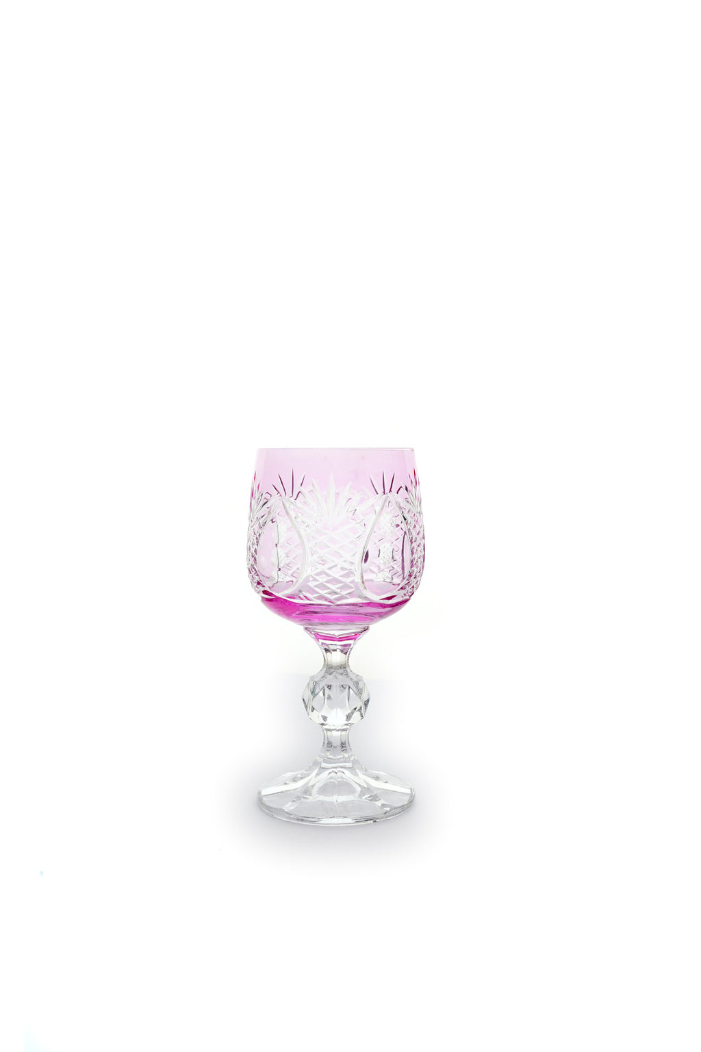 El Yapımı Kristal Dekoratif Bohemia Kristal 6 Parça Ananas Desenli Kristal Ayaklı Bardak 150ml