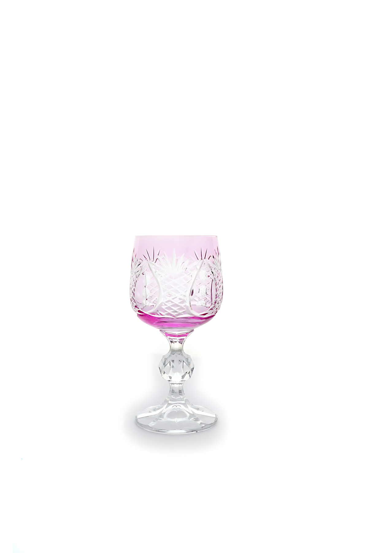 El Yapımı Kristal Dekoratif Bohemia Kristal 6 Parça Ananas Desenli Kristal Ayaklı Bardak 150ml