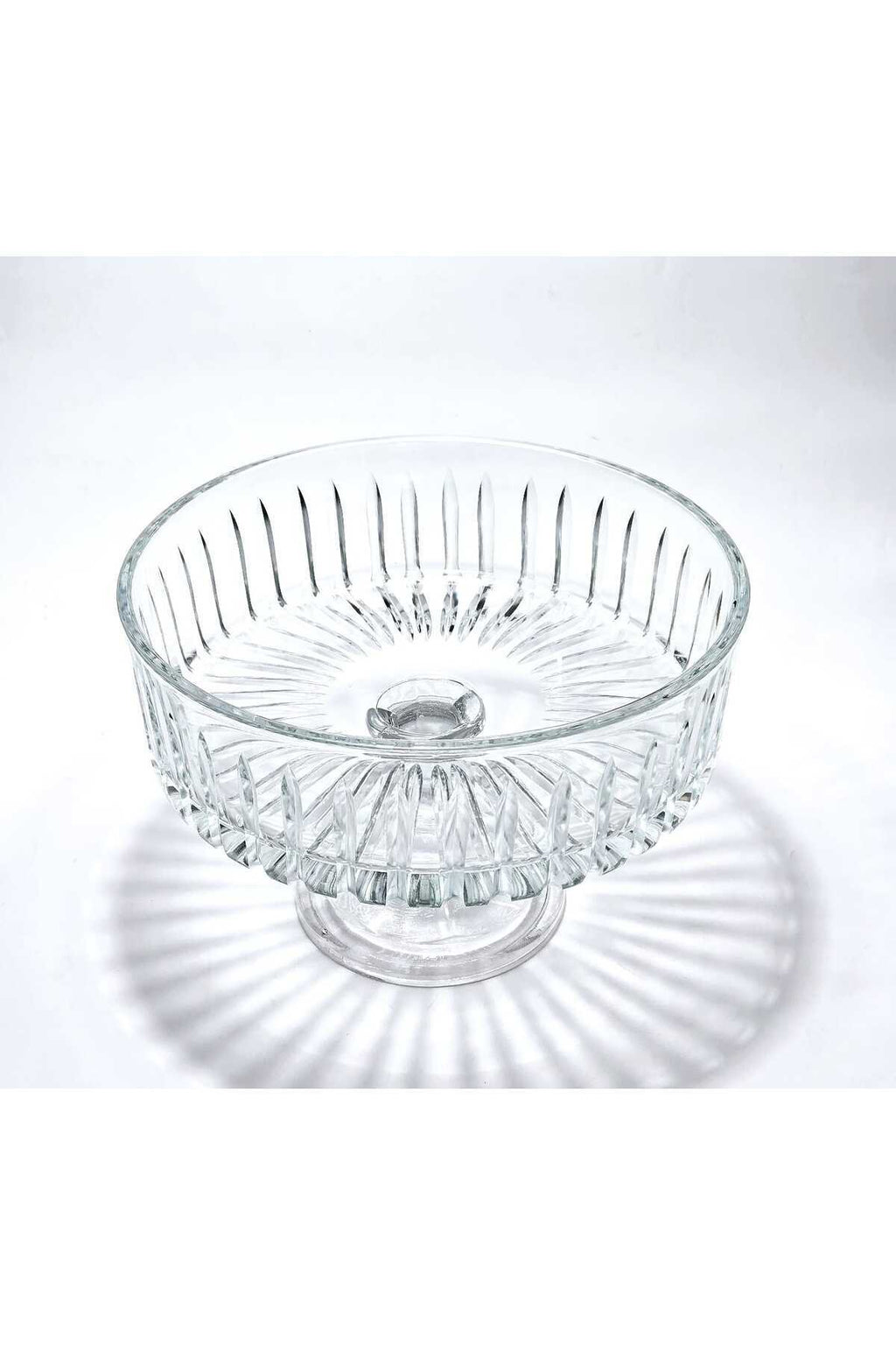 El Yapımı Kristal Dekoratif Sofra Kase Sunumluk Meyvelik 25cm Vertical Desen