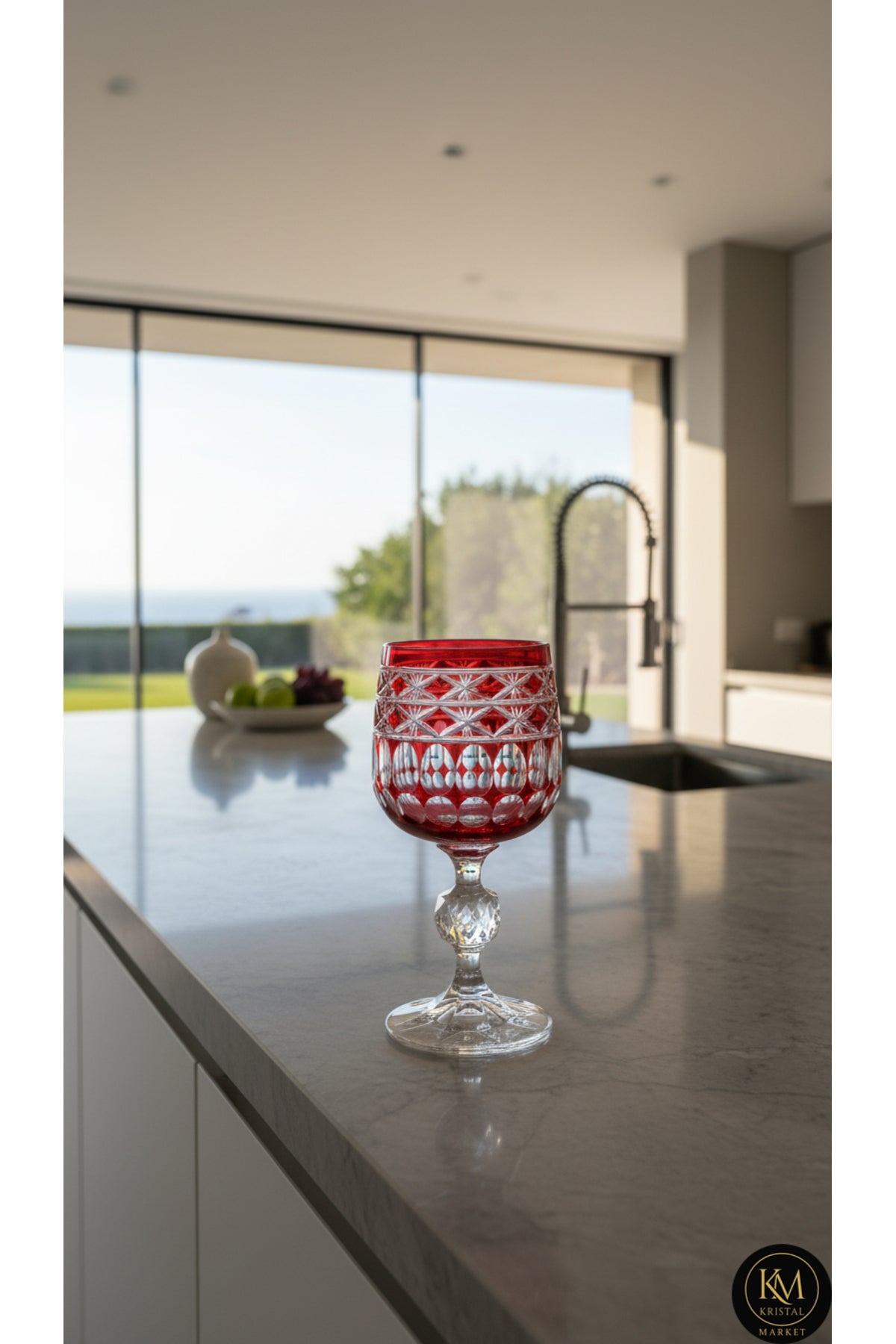 El Yapımı Kristal Dekoratif Bohemia Crystal Haven Desen Özel Tasarım Avangart Bardak Seti 6'lı