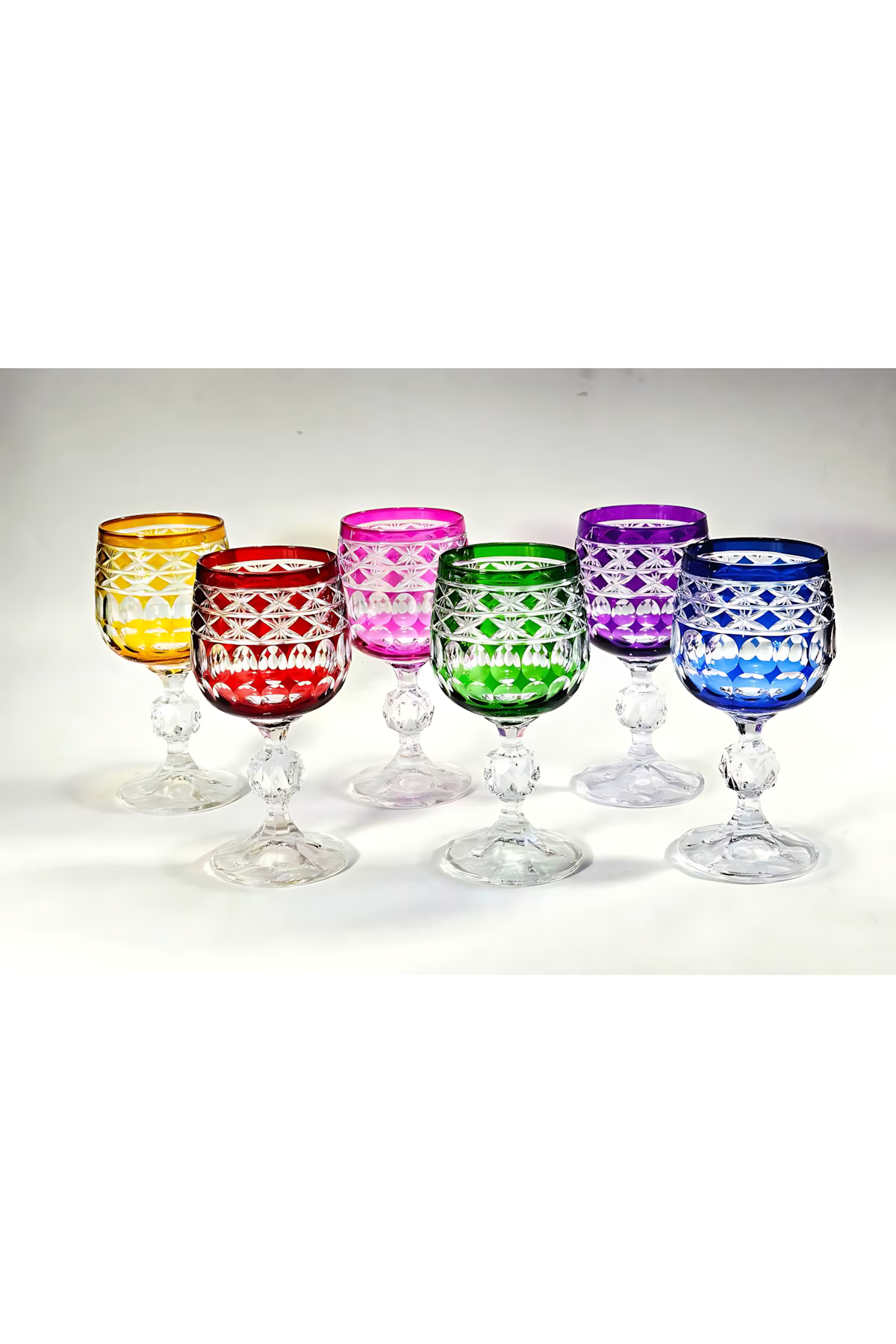 El Yapımı Kristal Dekoratif Bohemia Crystal Haven Desen Özel Tasarım Avangart Bardak Seti 6'lı
