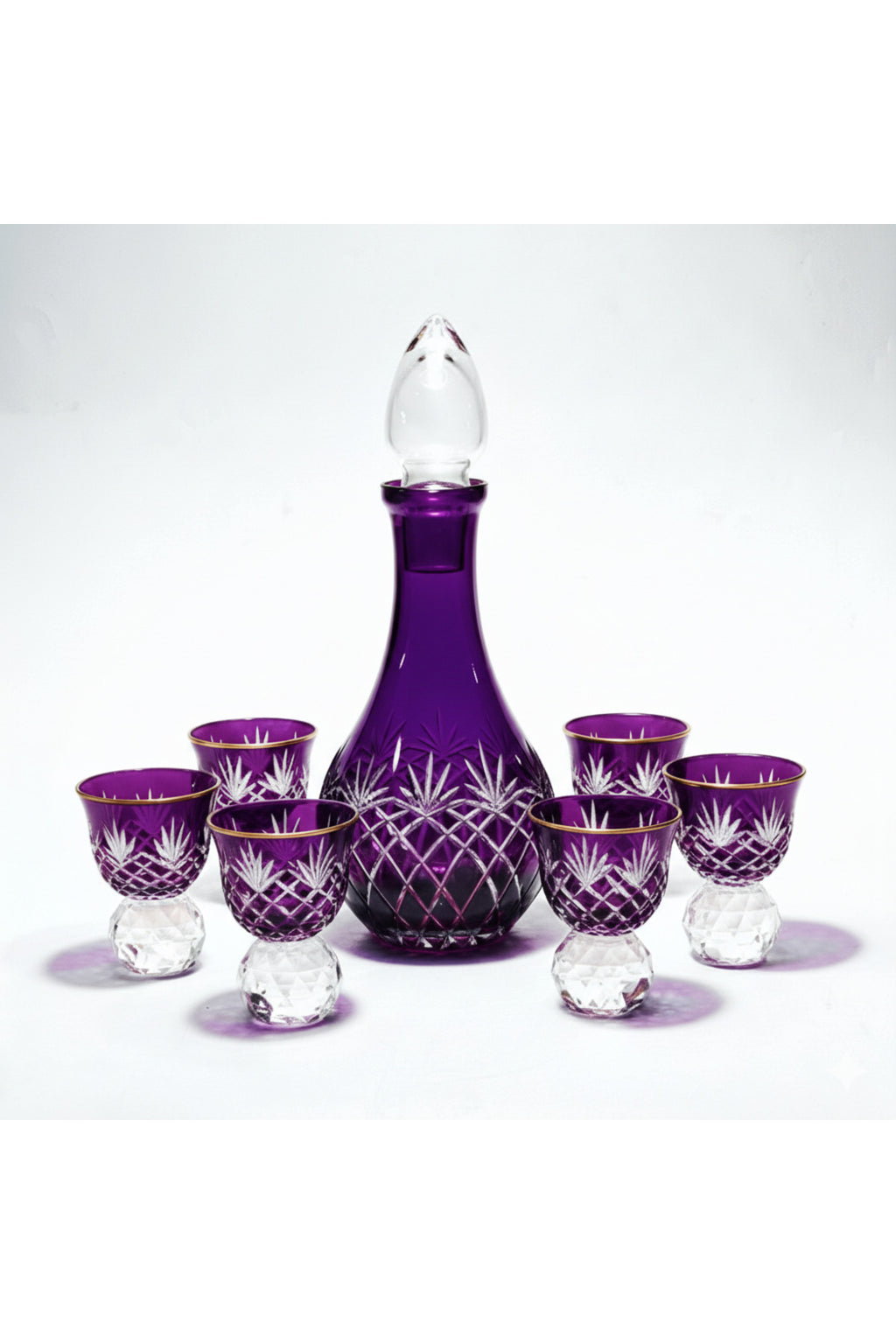 El Yapımı Kristal Dekoratif Zemzem Mıra Takımı Kristal Taşlı Püskül Desen 6lı