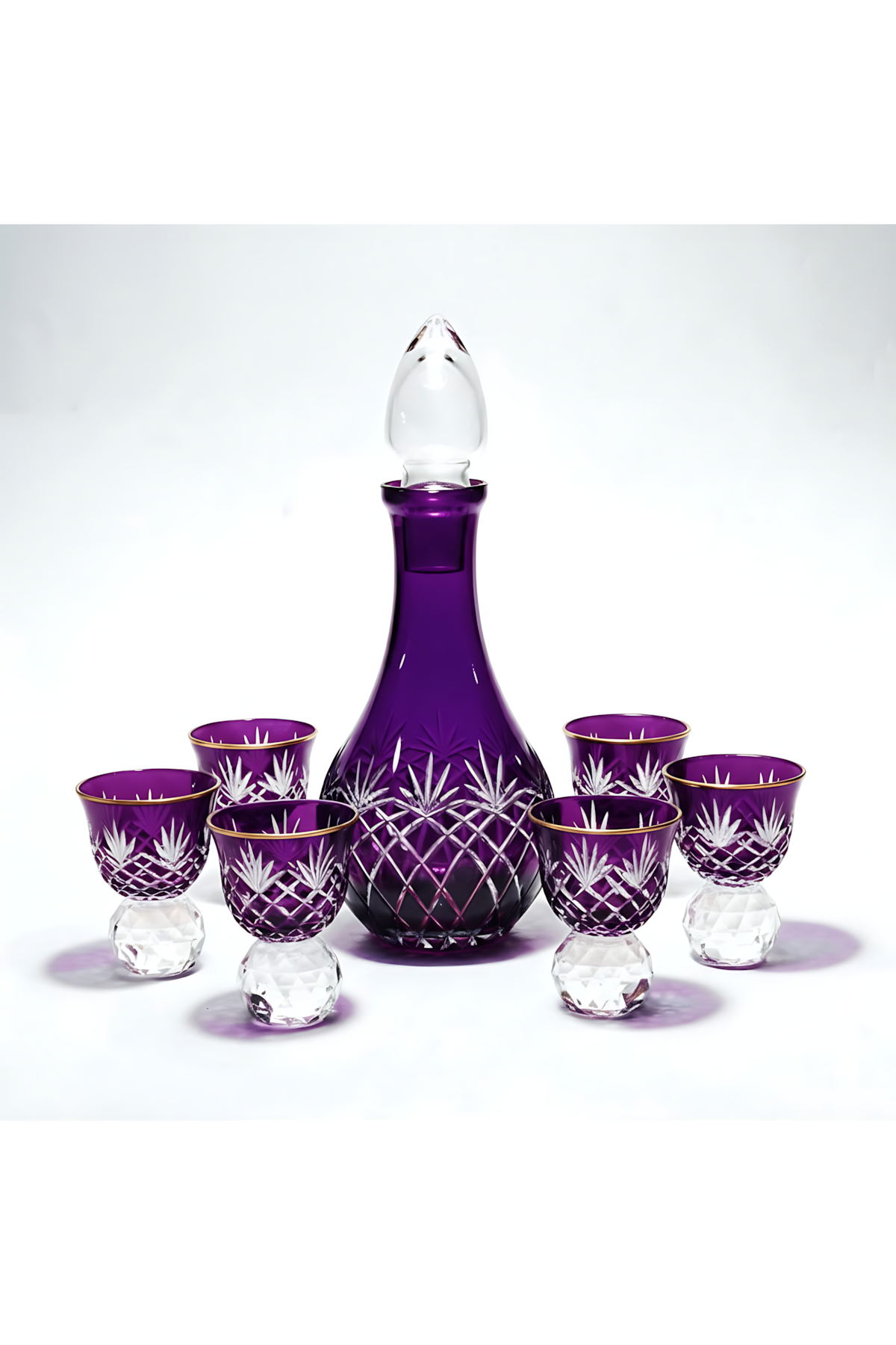 El Yapımı Kristal Dekoratif Zemzem Mıra Takımı Kristal Taşlı Püskül Desen 6lı
