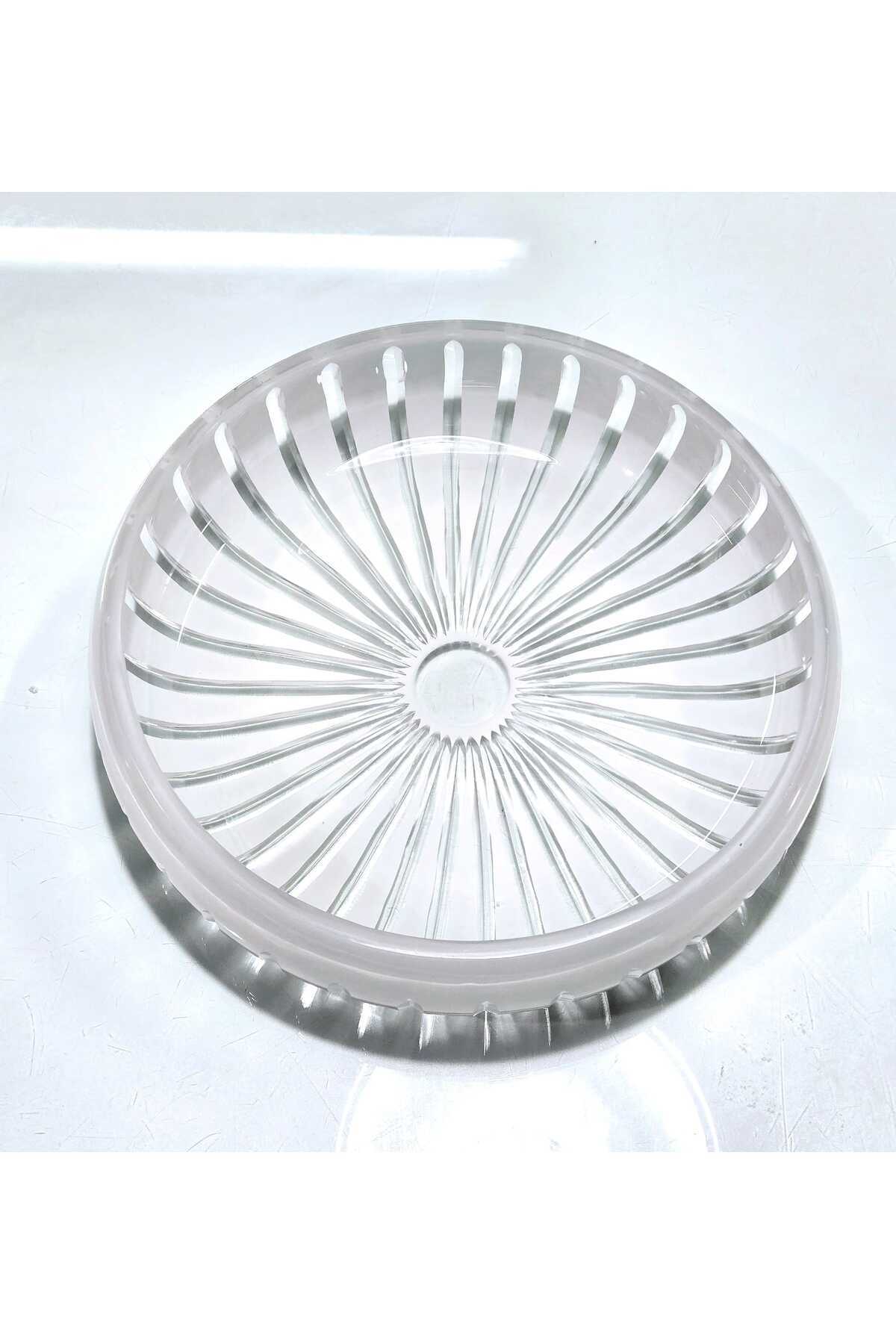 El Yapımı Kristal Dekoratif Vertical Desen 28 Cm Sunumluk Sofra Sunum Kasesi