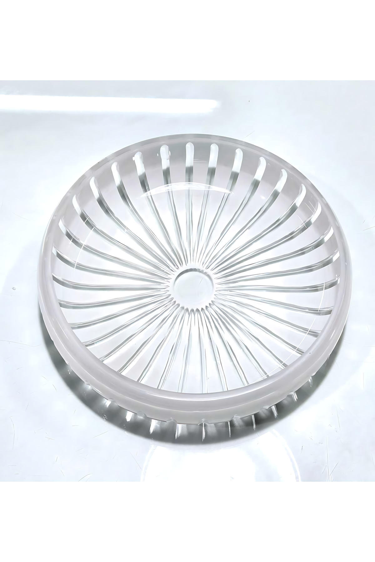 El Yapımı Kristal Dekoratif Vertical Desen 28 Cm Sunumluk Sofra Sunum Kasesi