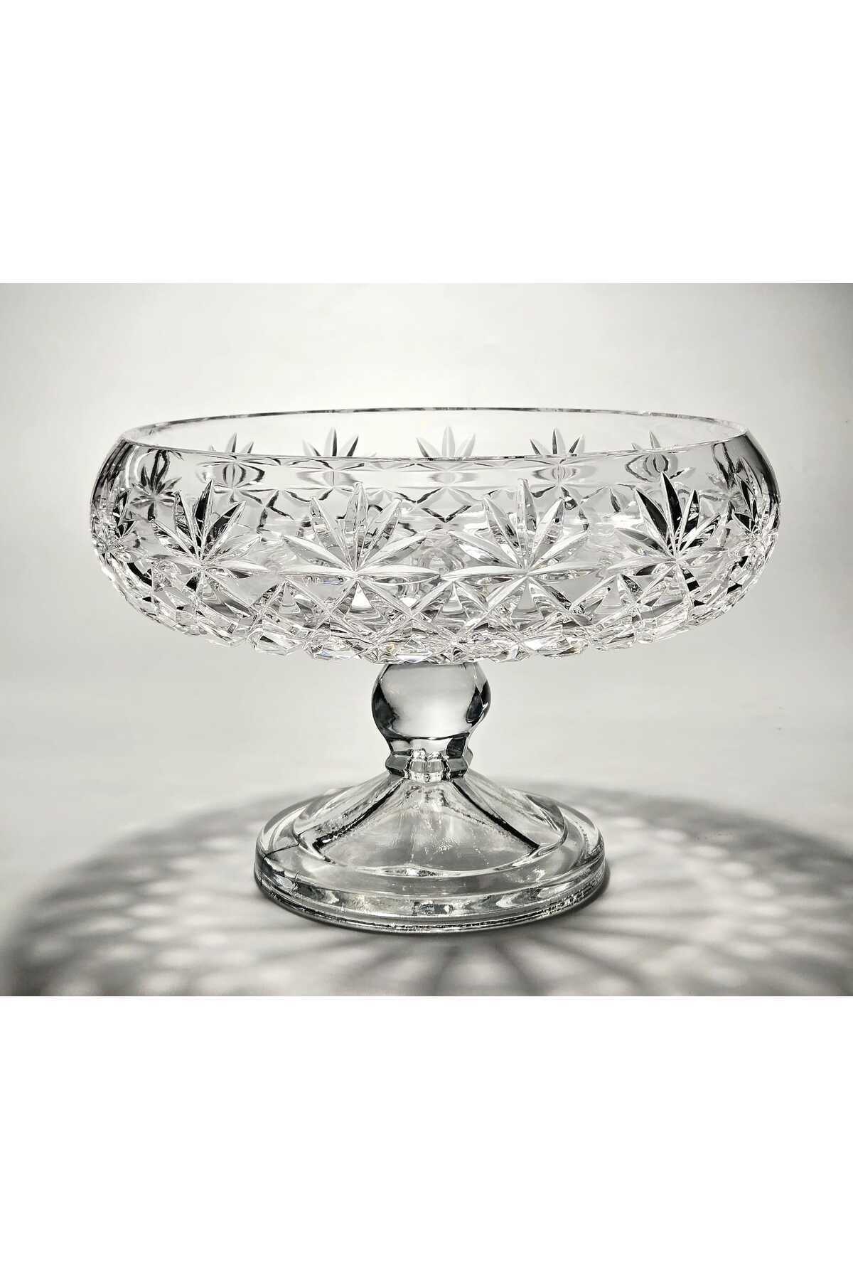 El Yapımı Kristal Dekoratif Palm Desenli 28 Cm Sunumluk Kase