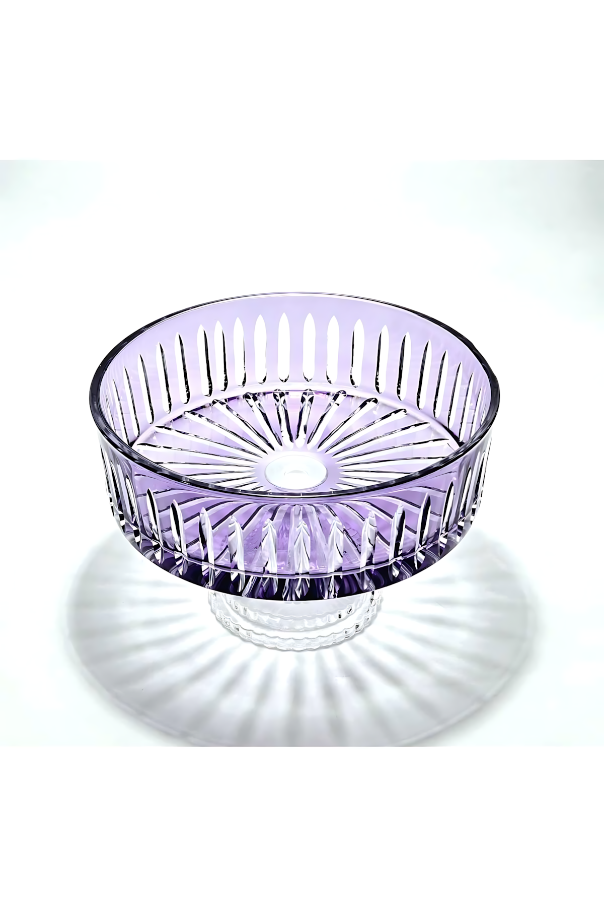 El Yapımı Kristal Dekoratif Sofra Kase Sunumluk Meyvelik 25cm Vertical Desen