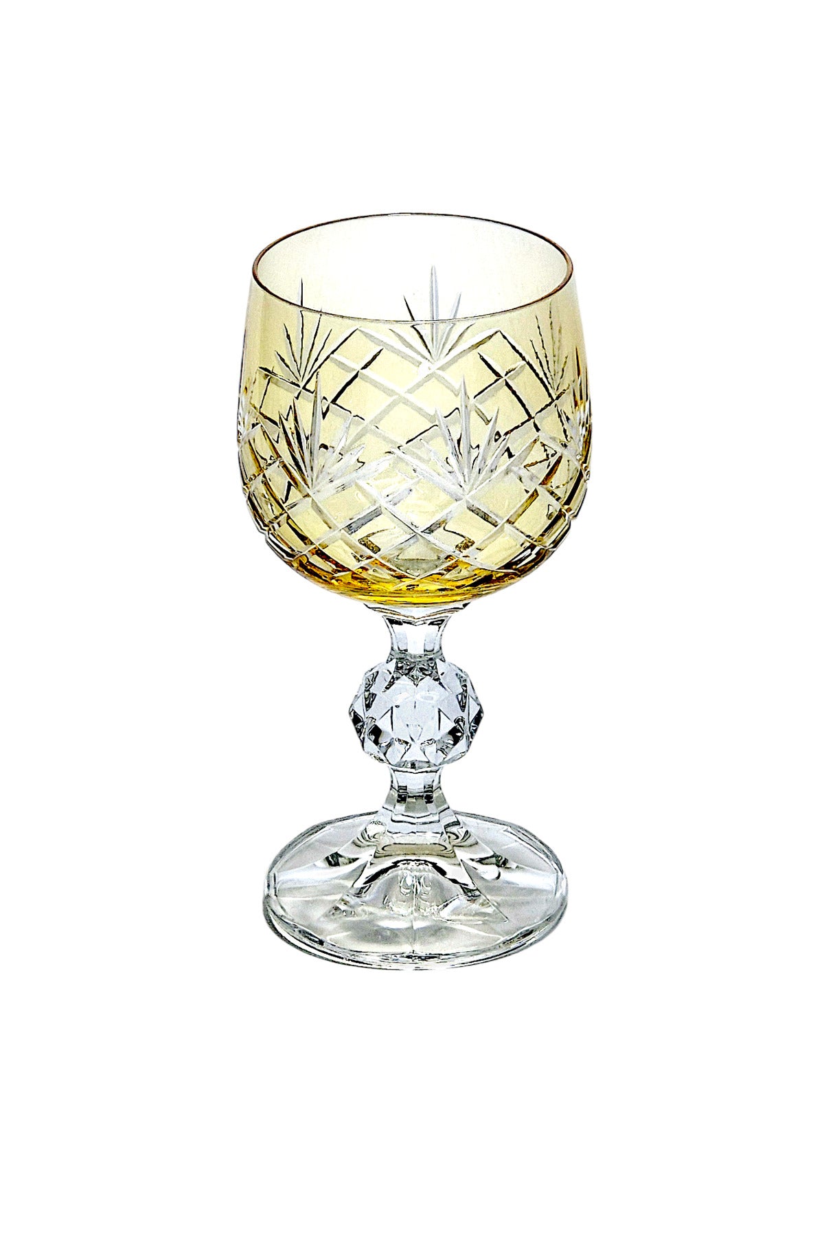 El Yapımı Kristal Dekoratif Bohemia Kristal Püskül Desenli Kristal Ayaklıkahve Yanı Lüks Bardak 150ml