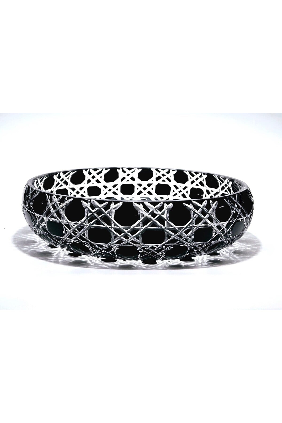 El Yapımı Kristal Dekoratif 28cm Kristal Petek Sofra Sunum Kasesi