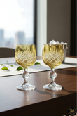 El Yapımı Kristal Dekoratif Bohemia Kristal Püskül Desenli Kristal Ayaklıkahve Yanı Lüks Bardak 150ml
