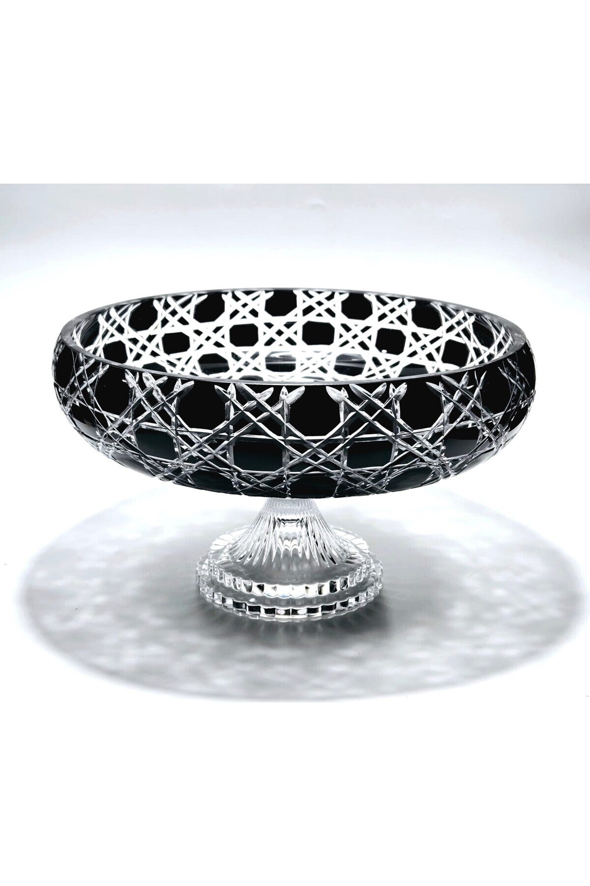 El Yapımı Kristal Dekoratif 28cm Kristal Petek Sofra Sunum Kasesi