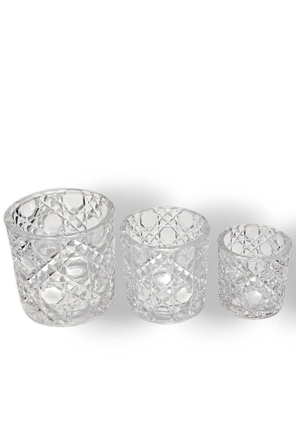 El Yapımı Kristal Dekoratif Mumluk Takımı 3'lü Amber