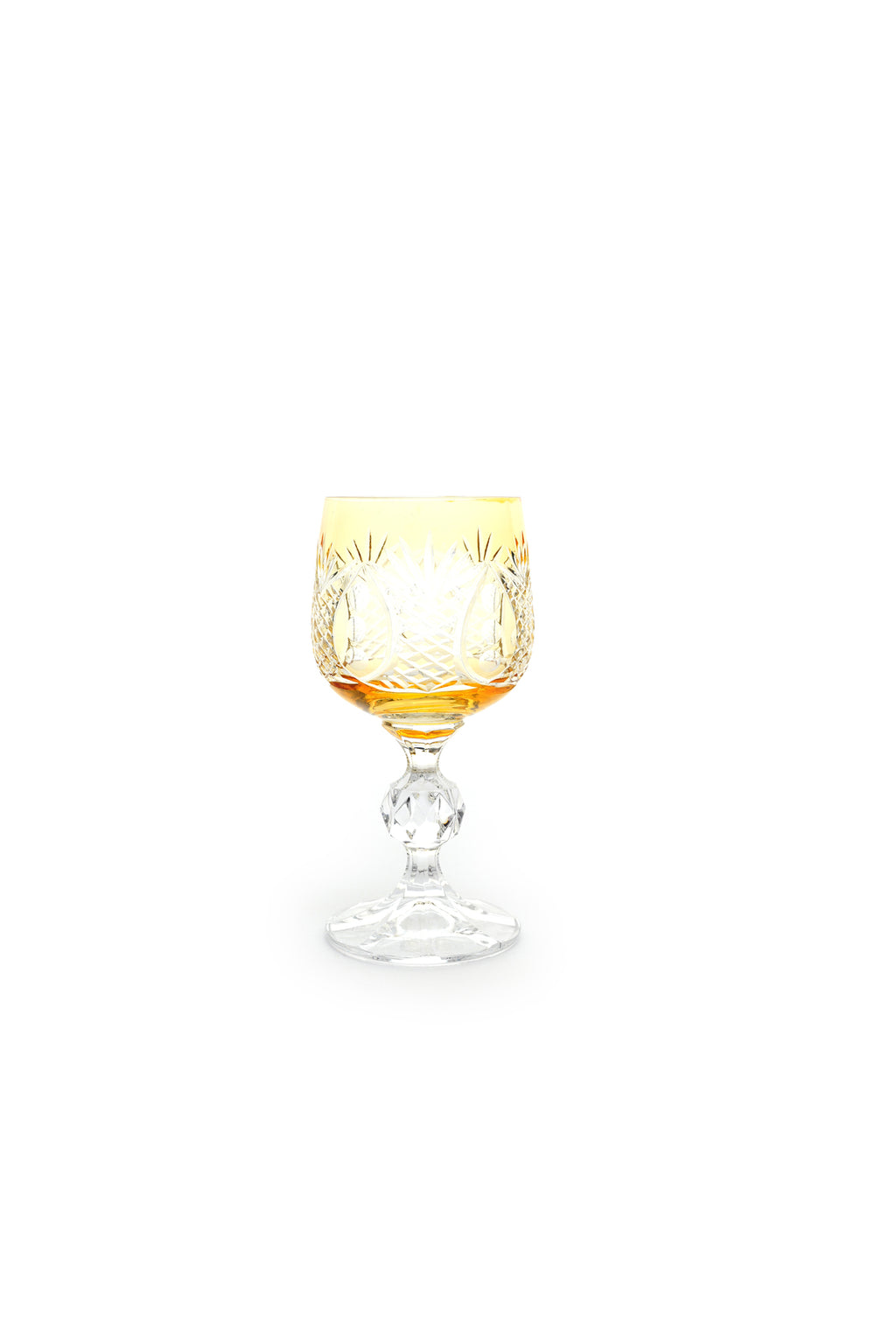 El Yapımı Kristal Dekoratif Bohemia Kristal 6 Parça Ananas Desenli Kristal Ayaklı Bardak 150ml