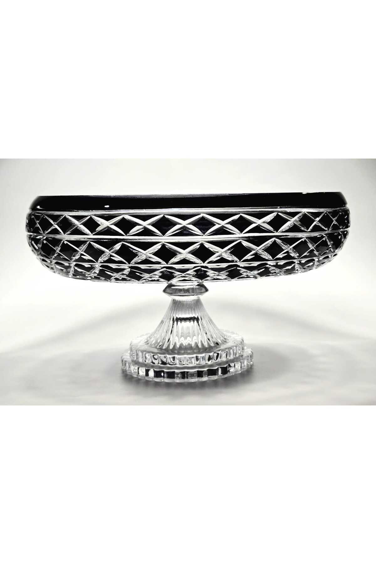 El Yapımı Kristal Dekoratif Bodrum Oval Desen 28 Cm Sunumluk Sofra Sunum Kasesi