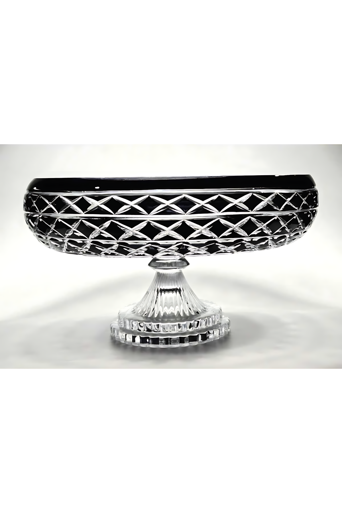 El Yapımı Kristal Dekoratif Bodrum Oval Desen 28 Cm Sunumluk Sofra Sunum Kasesi