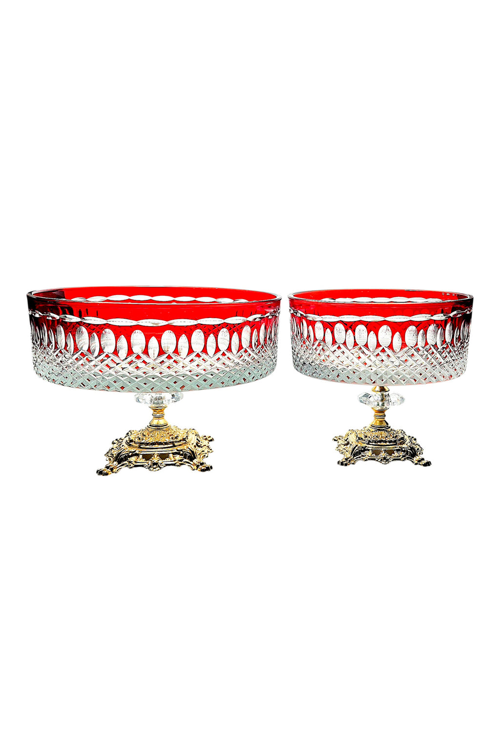 El Yapımı Kristal Dekoratif Royal Desen Lüks Ayaklı Meyvelik Sunumluk 25-19cm