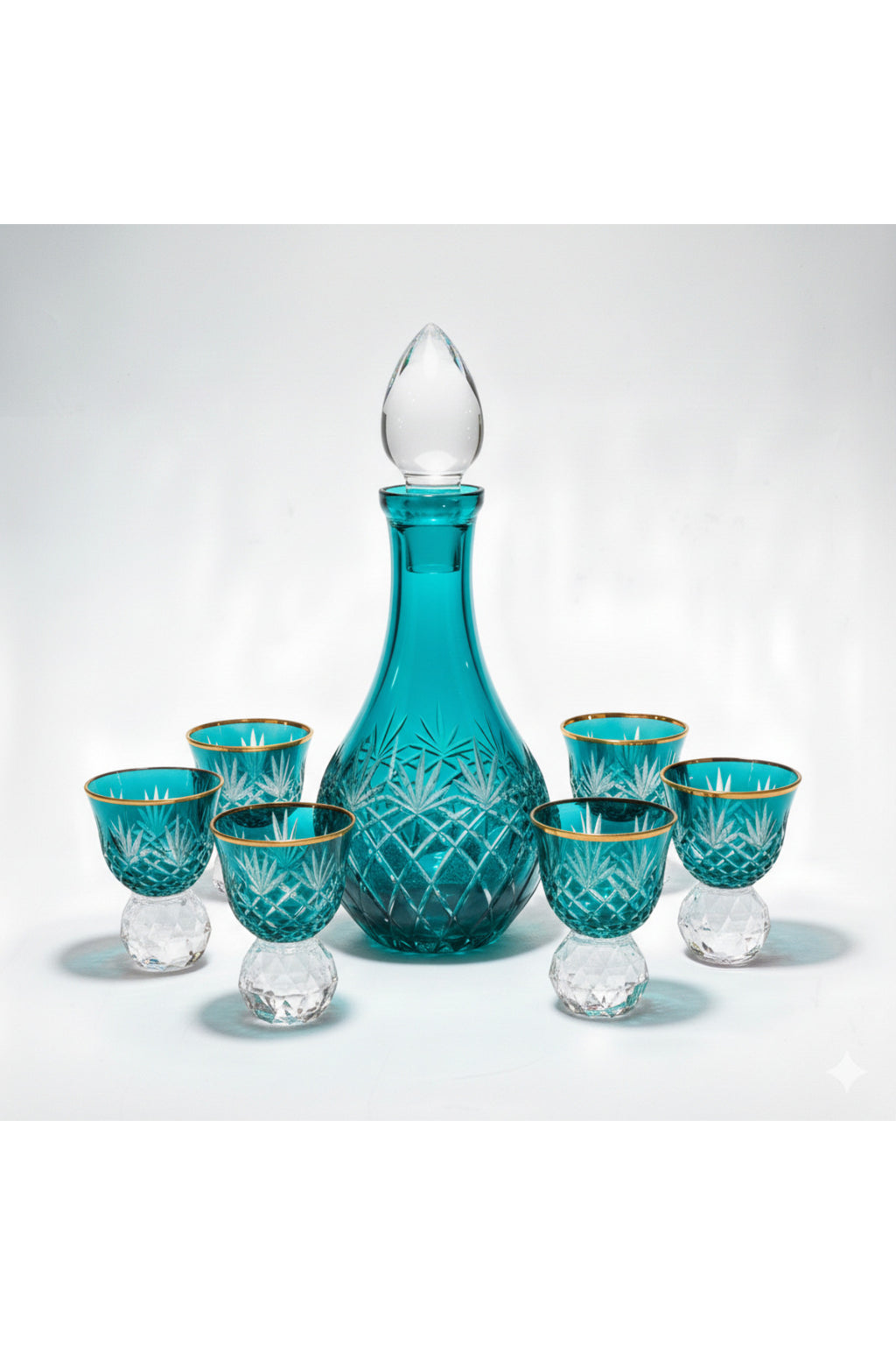 El Yapımı Kristal Dekoratif Zemzem Mıra Takımı Kristal Taşlı Püskül Desen 6lı