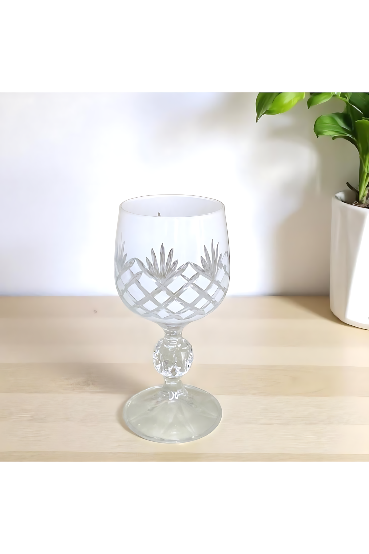 El Yapımı Kristal Dekoratif Ayaklı Sunumluk Kahve Yanı Likör Su Bardağı Takım 6'lı