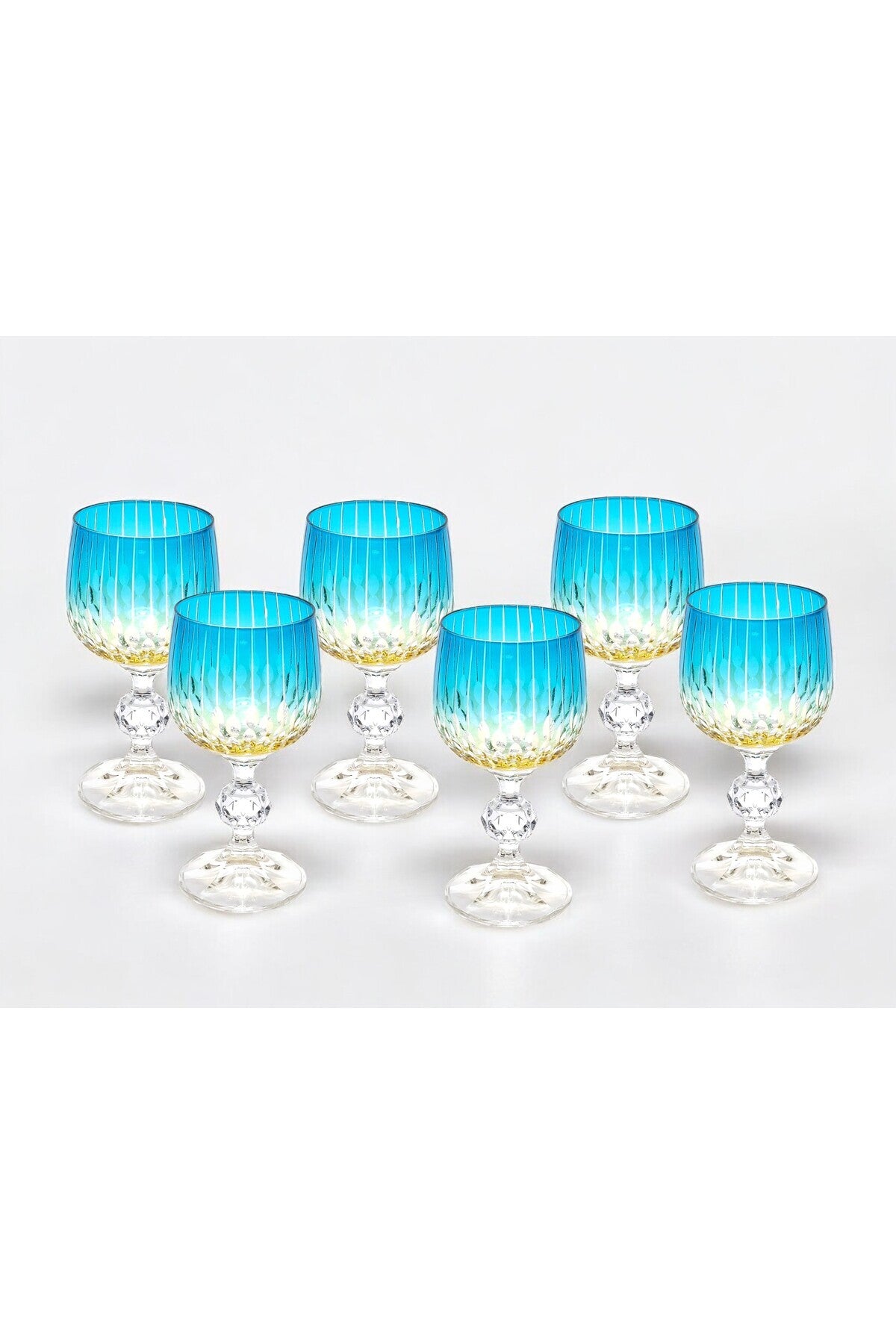 El Yapımı Kristal Dekoratif Ayaklı Lüks Bardak 6'lı Set