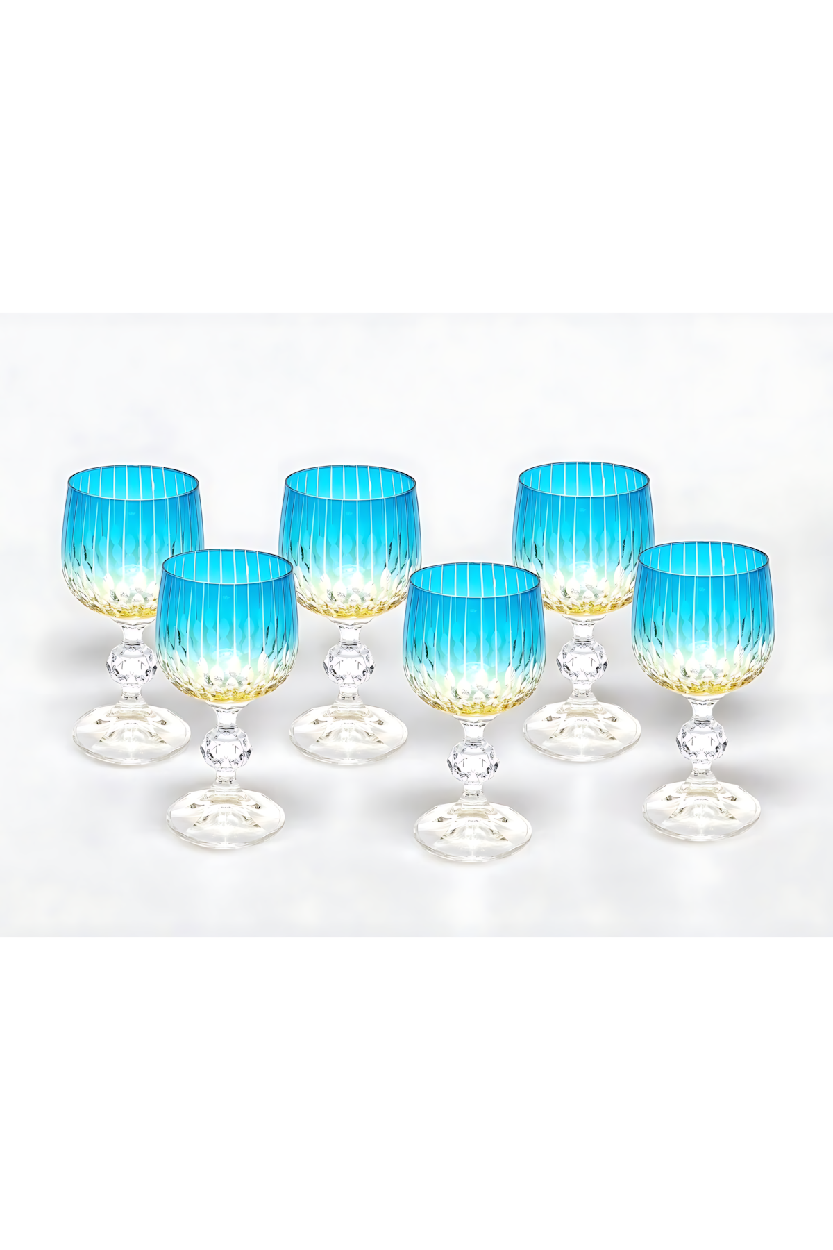 El Yapımı Kristal Dekoratif Ayaklı Lüks Bardak 6'lı Set