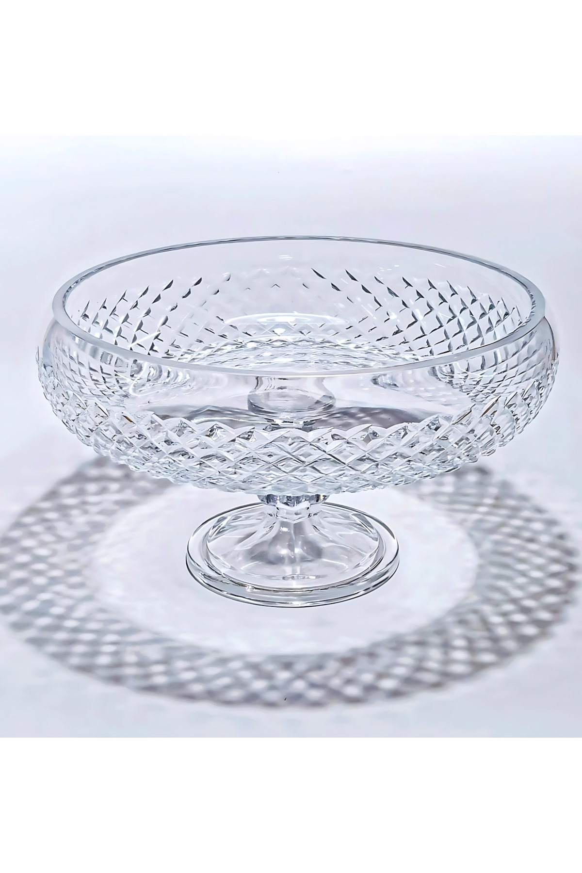 El Yapımı Kristal Dekoratif 28cm Karizma Ayaklı Meyvelik Sunumluk Lüks Kesme Kristal