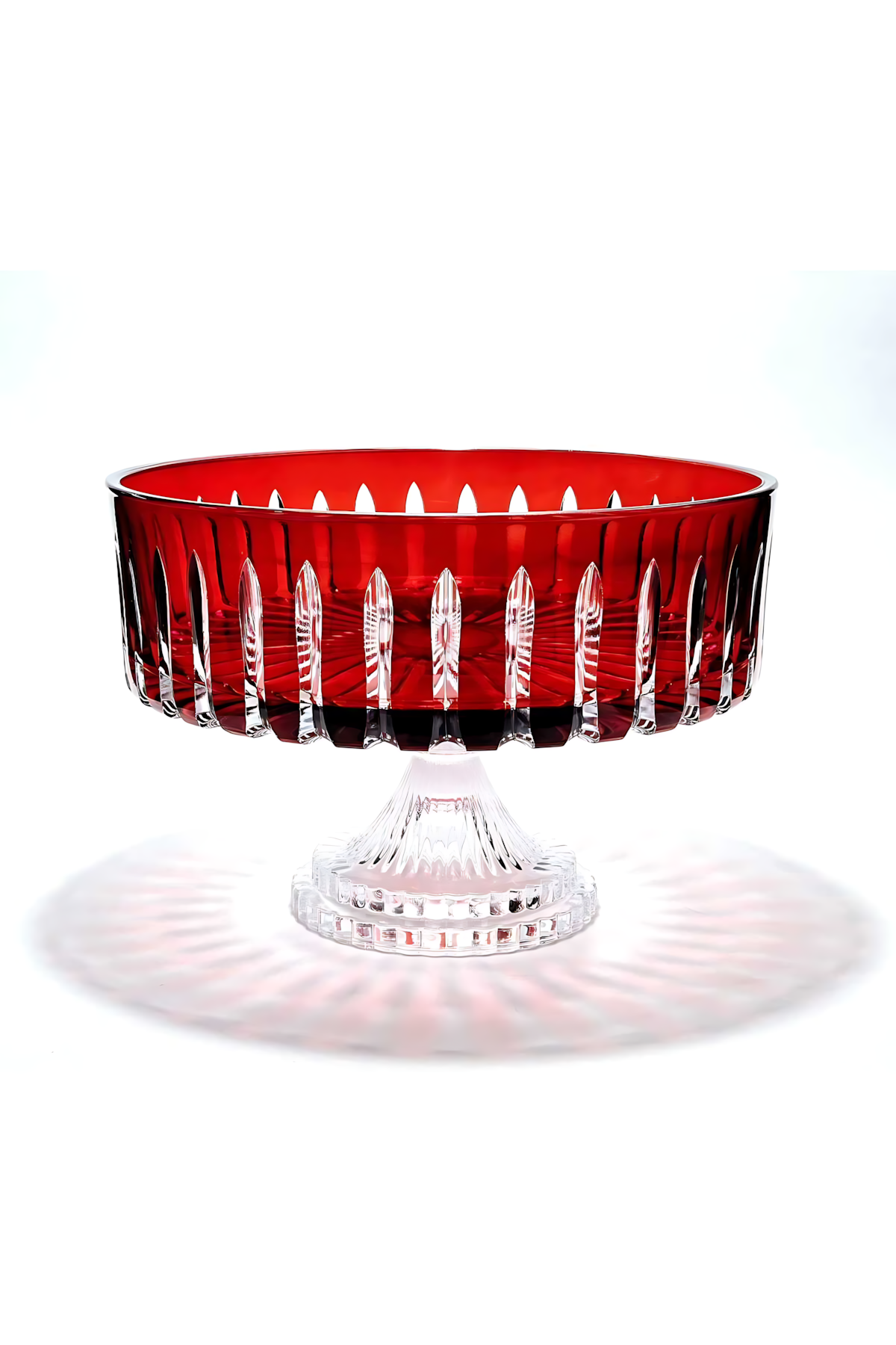 El Yapımı Kristal Dekoratif Sofra Kase Sunumluk Meyvelik 25cm Vertical Desen