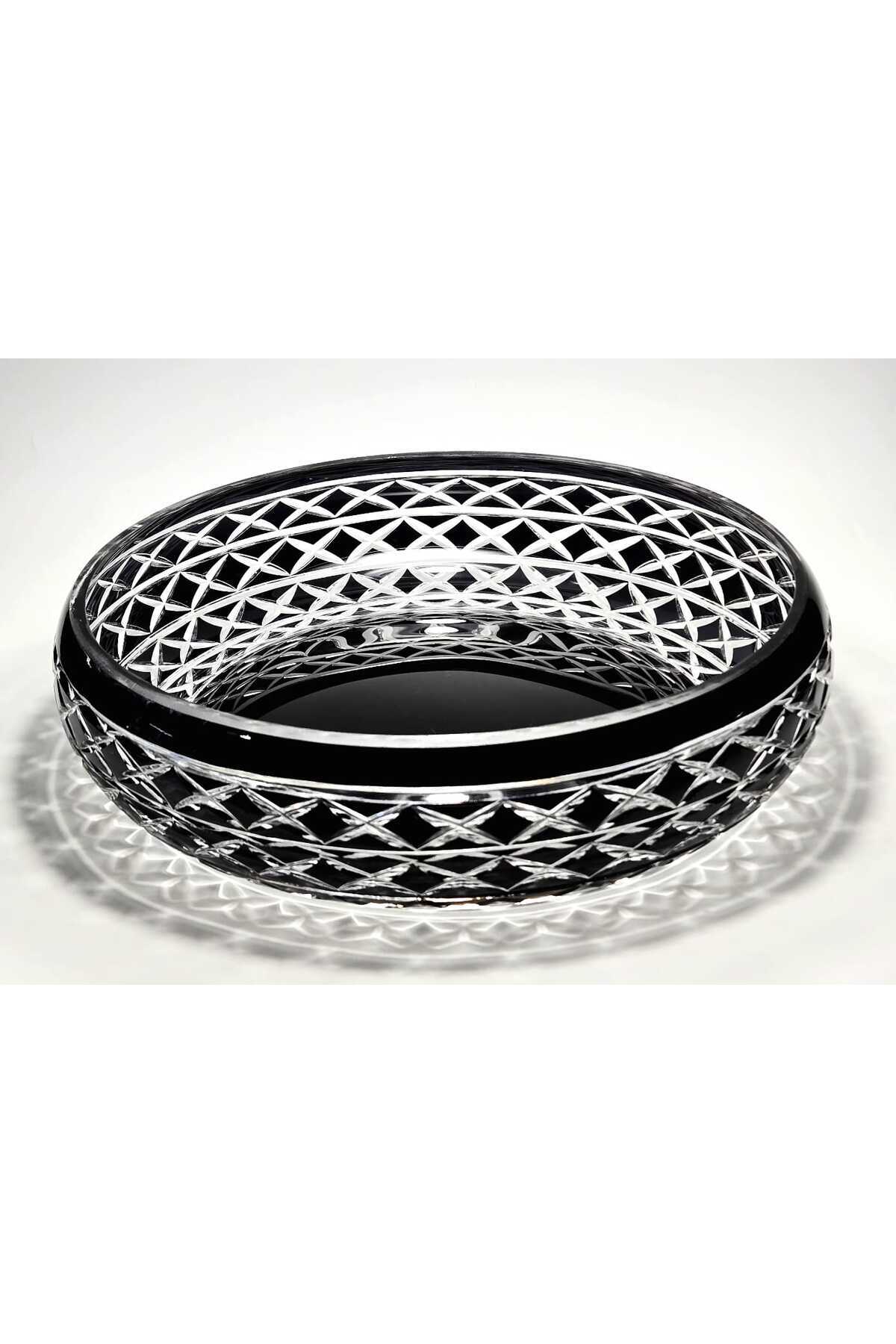El Yapımı Kristal Dekoratif Bodrum Oval Desen 28 Cm Sunumluk Sofra Sunum Kasesi