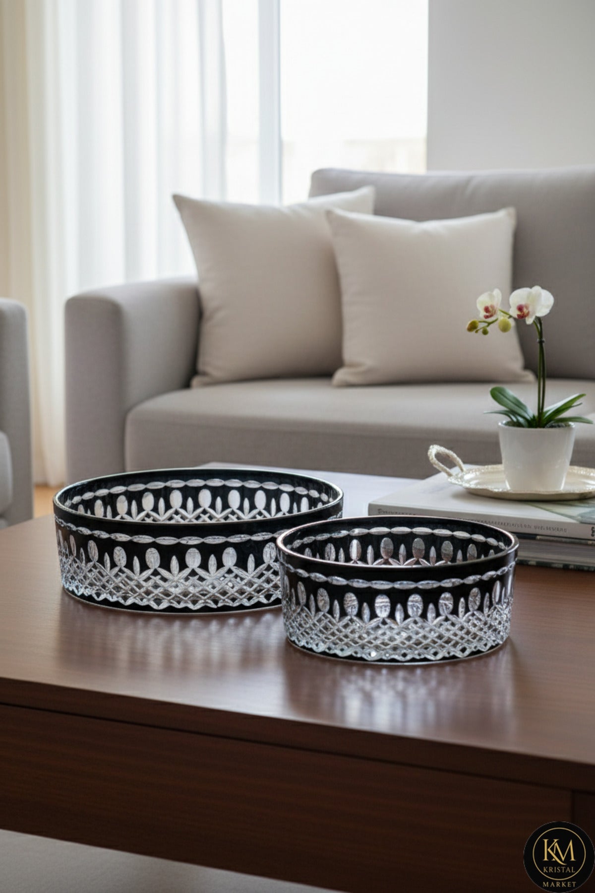 El Yapımı Kristal Dekoratif 25-19 Cm Meyvelik Sunumluk City