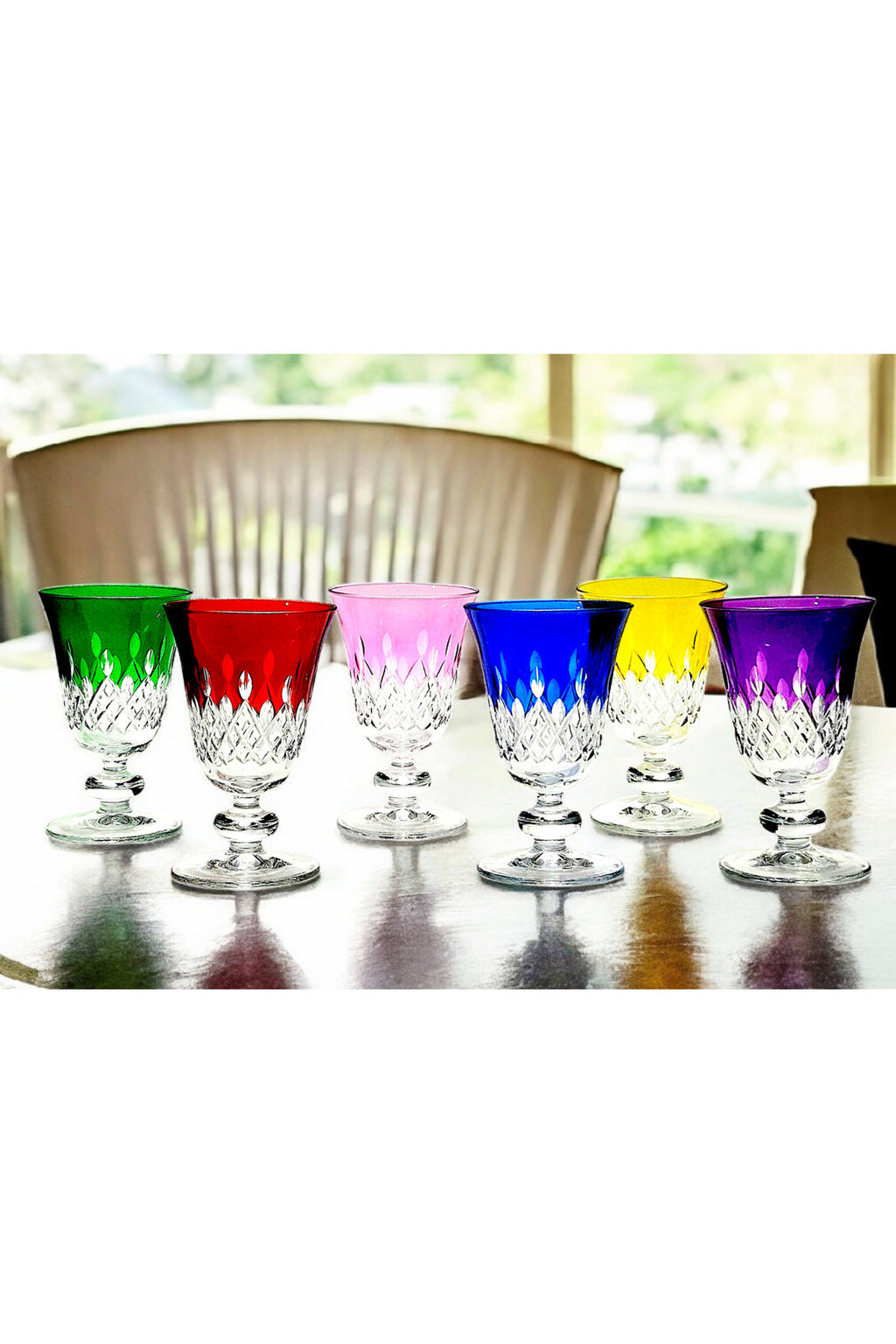 El Yapımı Kristal Dekoratif Eylül Desen Ayaklı Meşrubat 280ml Yemek Masası İçin Uygundur Su Bardağı