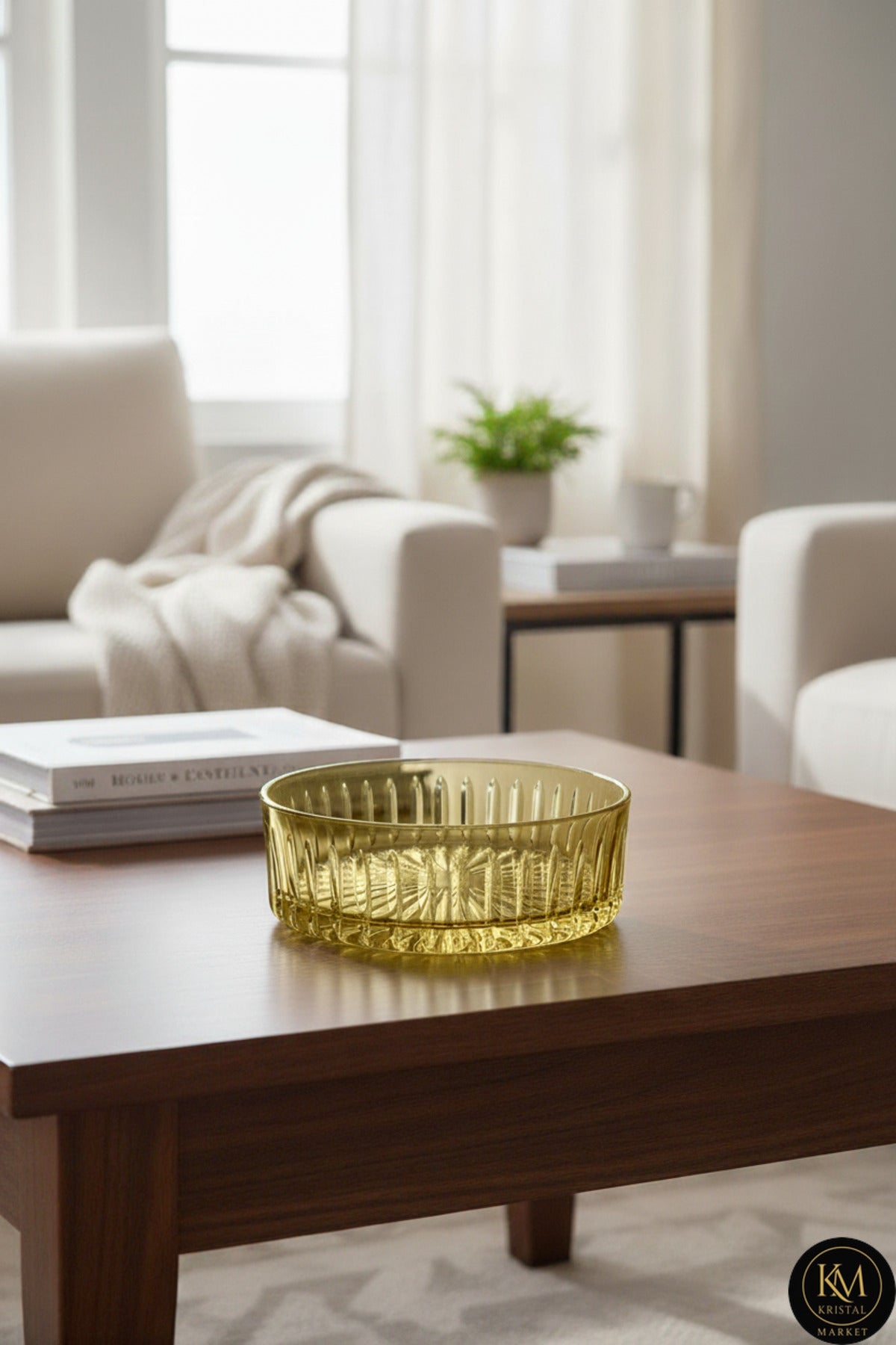 El Yapımı Kristal Dekoratif 25cm Kristal Kesme Sofra Kasesi Meyvelik 25cm