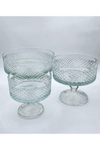El Yapımı Kristal Dekoratif Karizma Desenli Şeffaf 25-19-16 Cm Sunumluk Ayaklı Kase Set 3'lü
