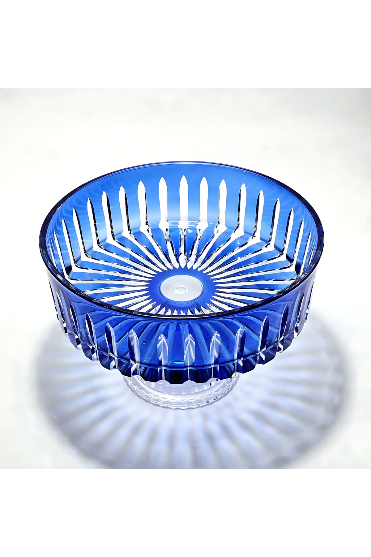 El Yapımı Kristal Dekoratif Sofra Kase Sunumluk Meyvelik 25cm Vertical Desen