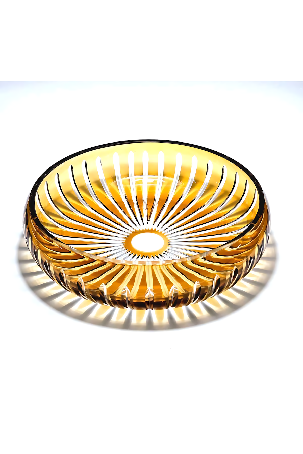 El Yapımı Kristal Dekoratif 28 Cm Amber Sofra Sunum Kasesi