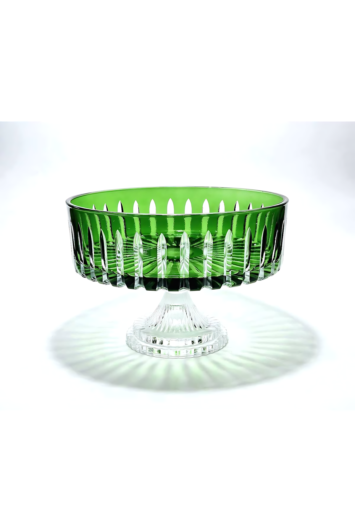 El Yapımı Kristal Dekoratif Sofra Kase Sunumluk Meyvelik 25cm Vertical Desen