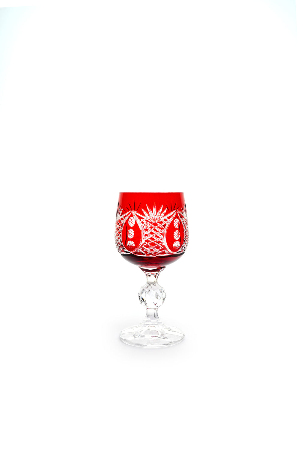 El Yapımı Kristal Dekoratif Bohemia Kristal 6 Parça Ananas Desenli Kristal Ayaklı Bardak 150ml