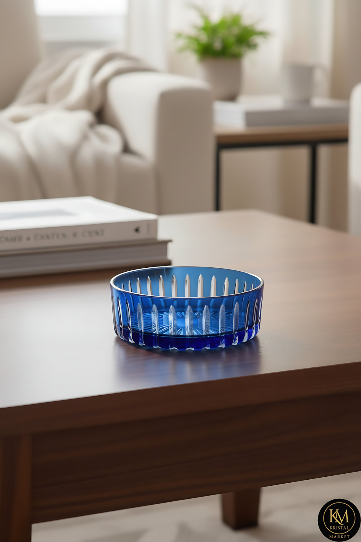 El Yapımı Kristal Dekoratif 25cm Kristal Kesme Sofra Kasesi Meyvelik 25cm