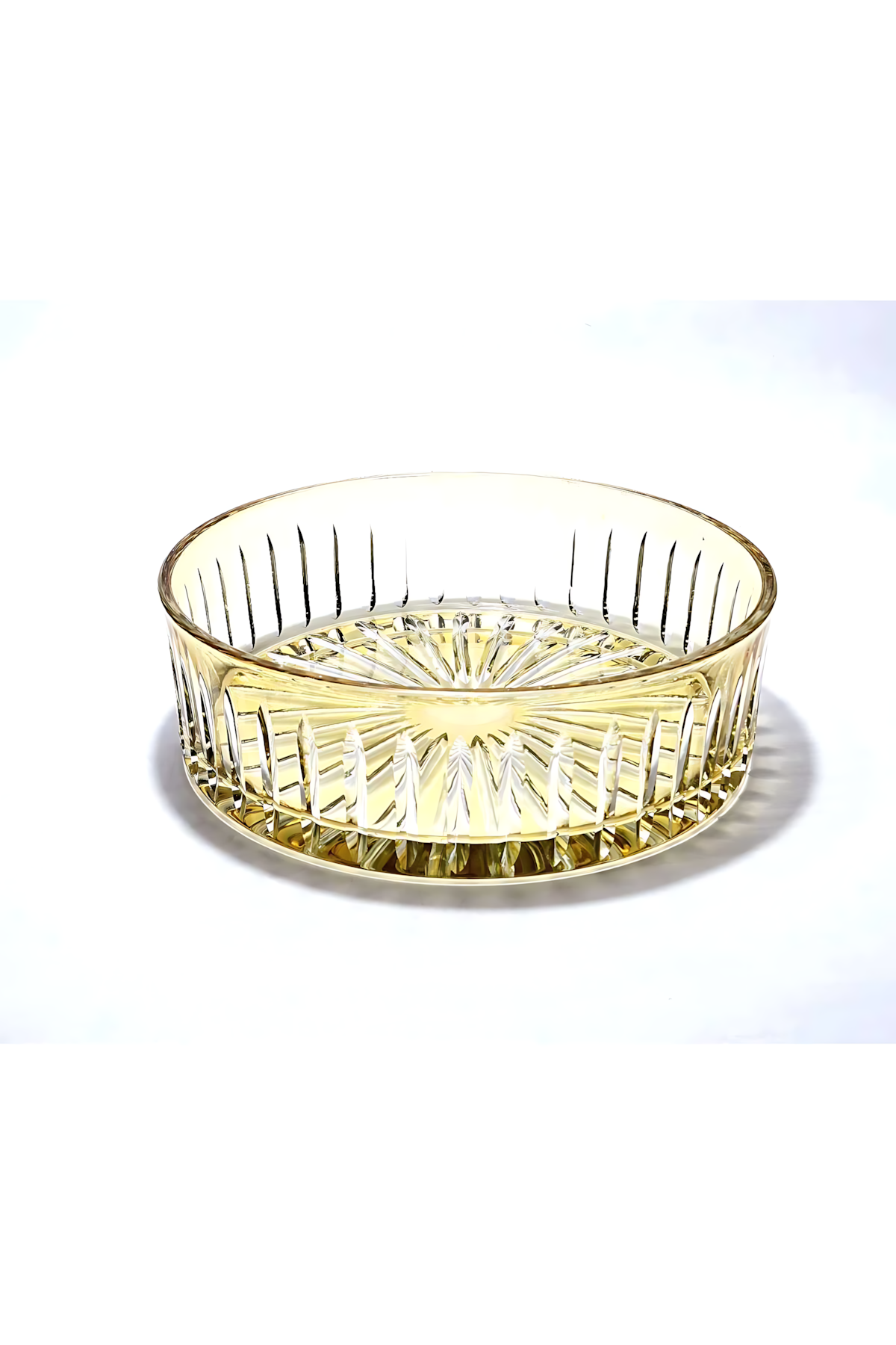 El Yapımı Kristal Dekoratif 25cm Kristal Kesme Sofra Kasesi Meyvelik 25cm