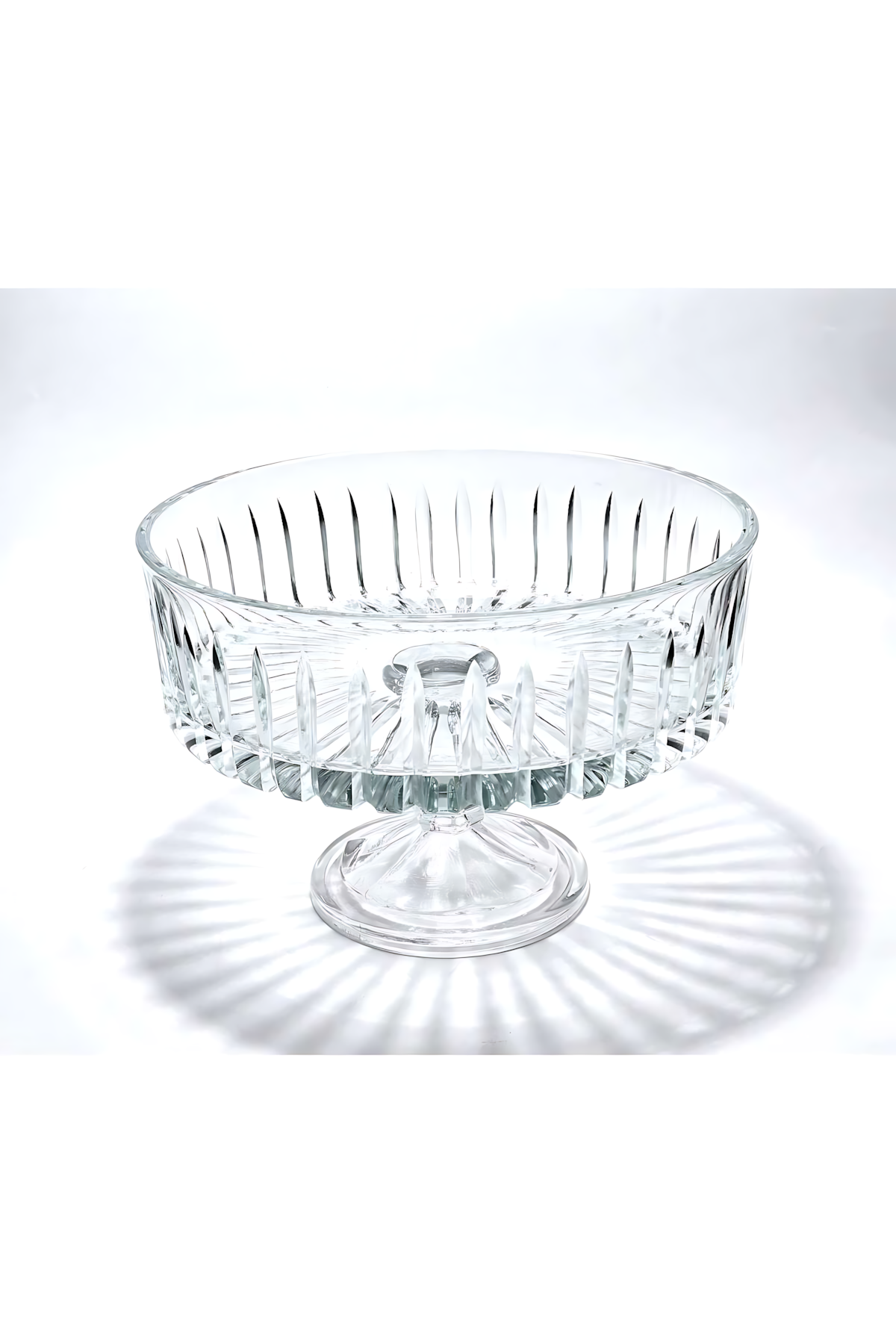 El Yapımı Kristal Dekoratif Sofra Kase Sunumluk Meyvelik 25cm Vertical Desen