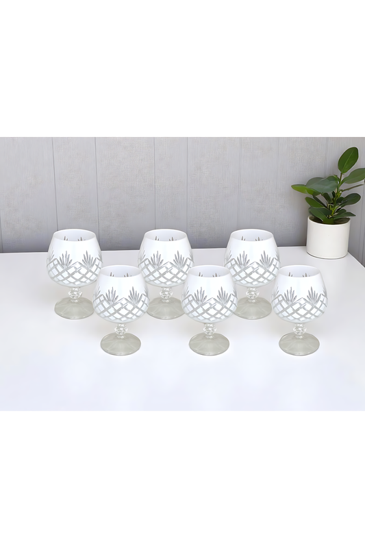 El Yapımı Kristal Dekoratif Ayaklı Sunumluk Kahve Yanı Likör Su Bardağı Takım 6'lı