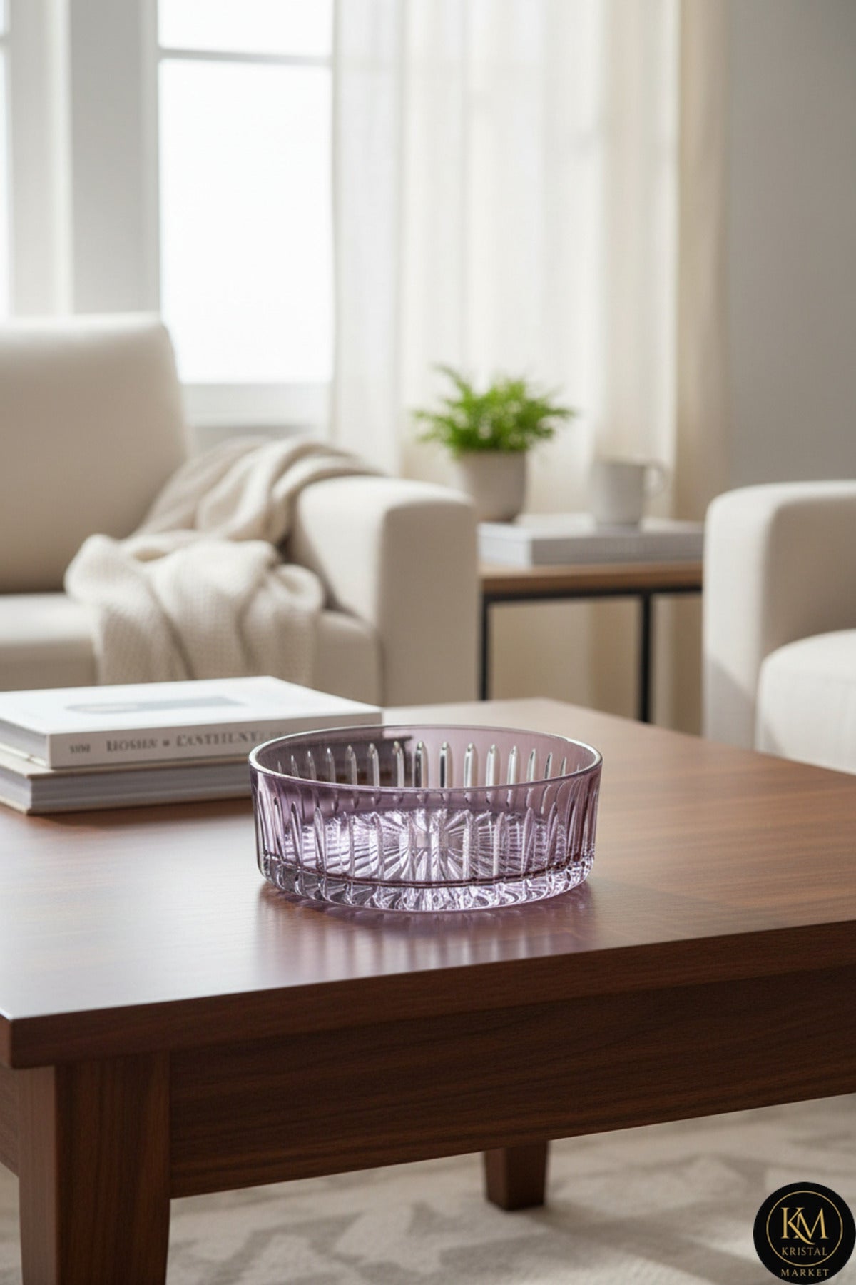 El Yapımı Kristal Dekoratif 25cm Kristal Kesme Sofra Kasesi Meyvelik 25cm