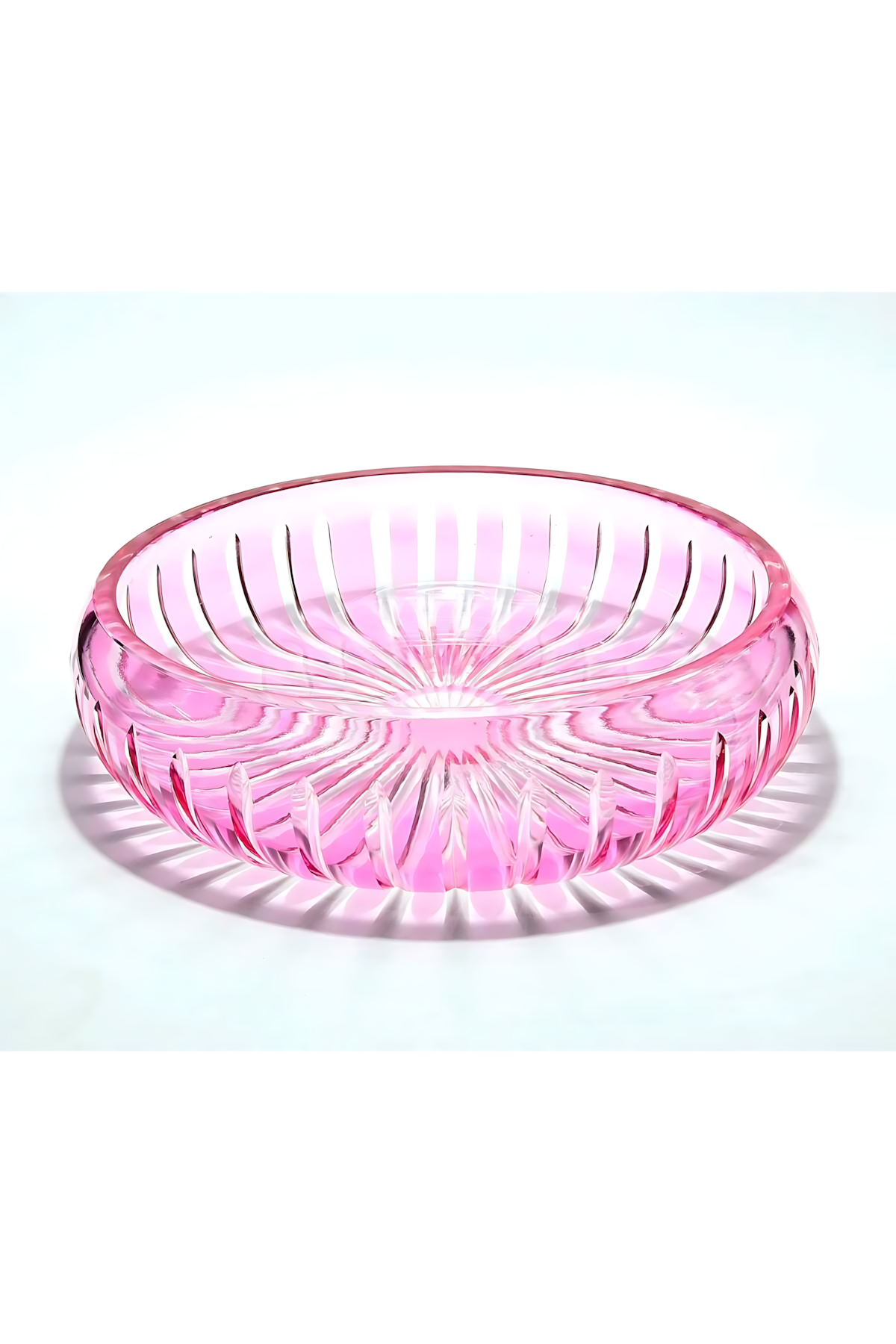 El Yapımı Kristal Dekoratif Vertical Desen 28 Cm Sunumluk Sofra Sunum Kasesi