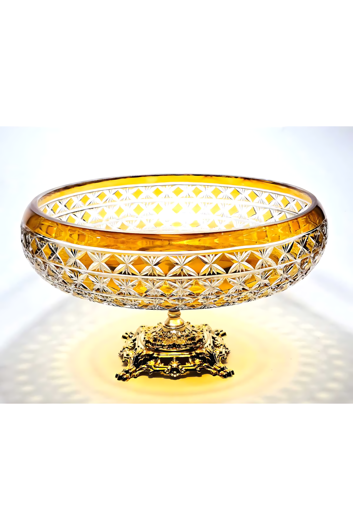 El Yapımı Kristal Dekoratif Desenli 28 Cm Sunumluk Sofra Sunum Kasesi