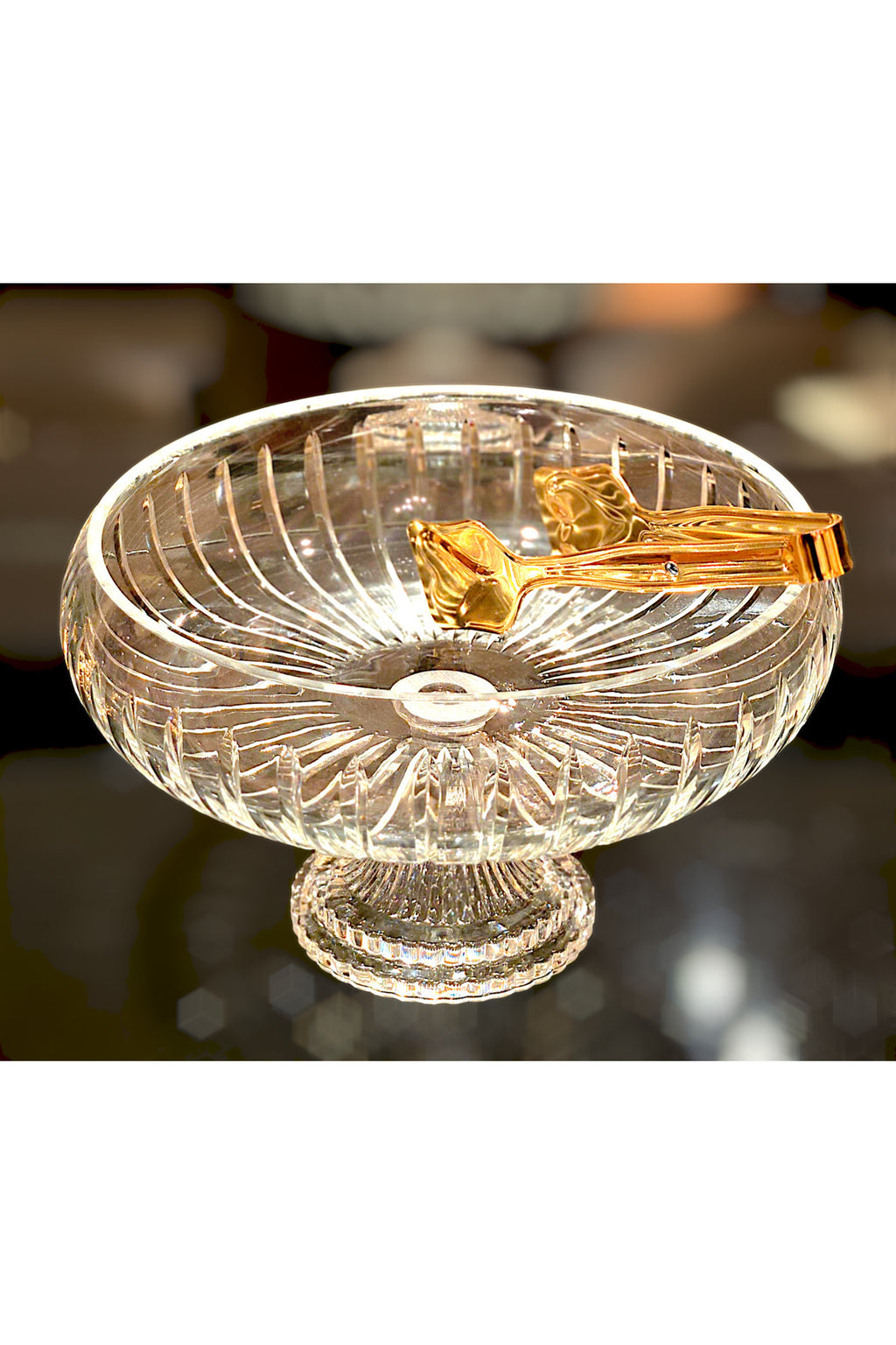 El Yapımı Kristal Dekoratif 28 Cm Kesme Ayaklı Kristal Kase Vertical