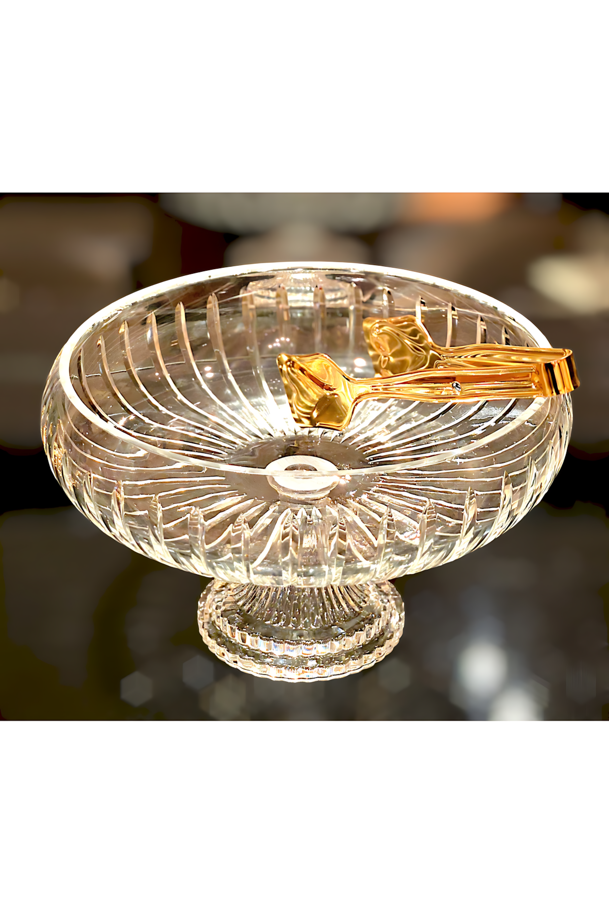 El Yapımı Kristal Dekoratif 28 Cm Kesme Ayaklı Kristal Kase Vertical