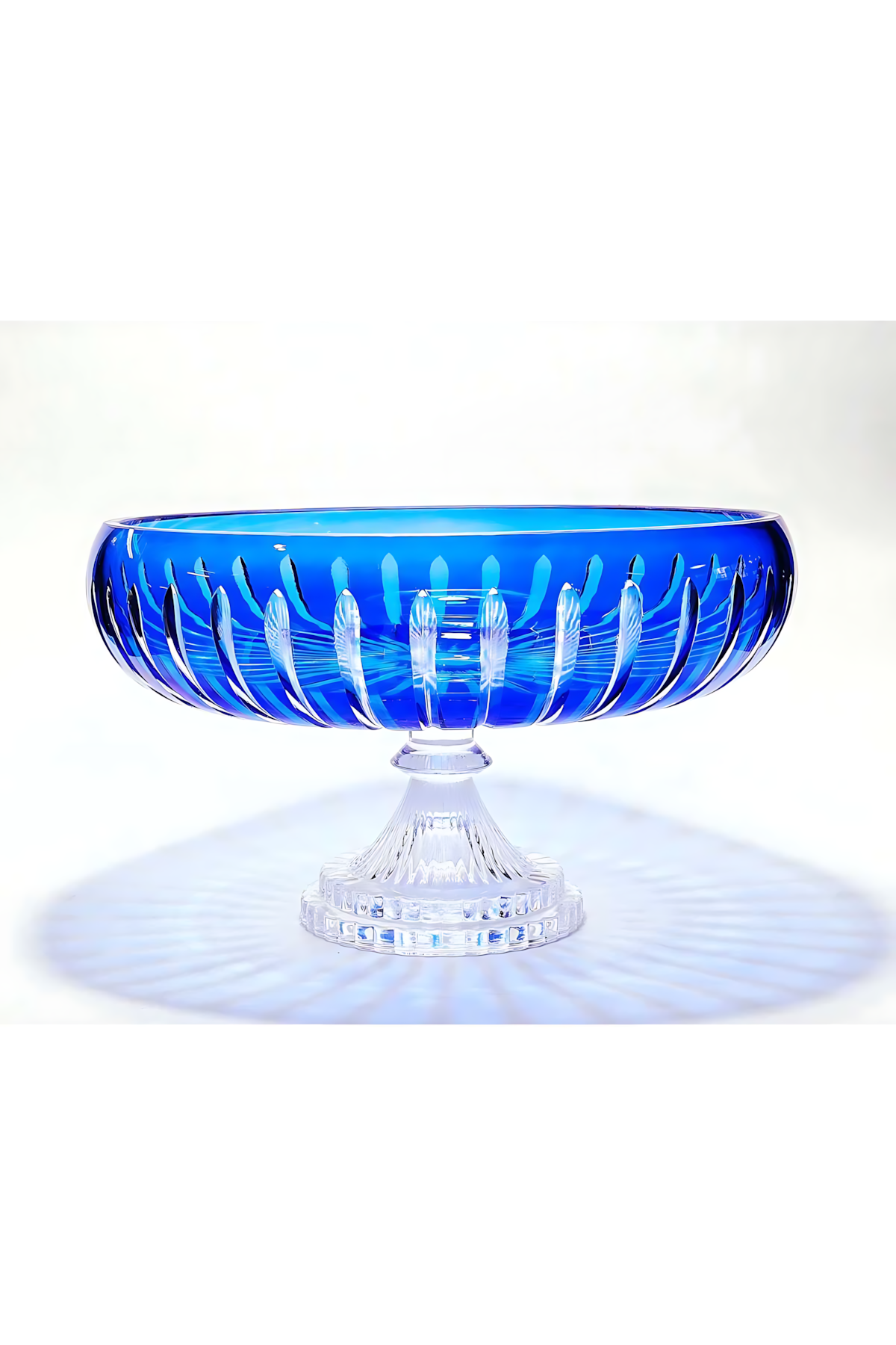 El Yapımı Kristal Dekoratif Vertical Desen 28 Cm Sunumluk Ayaklı Sofra Sunum Kasesi