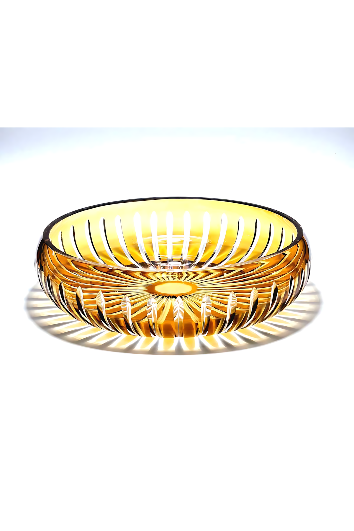 El Yapımı Kristal Dekoratif 28 Cm Amber Sofra Sunum Kasesi